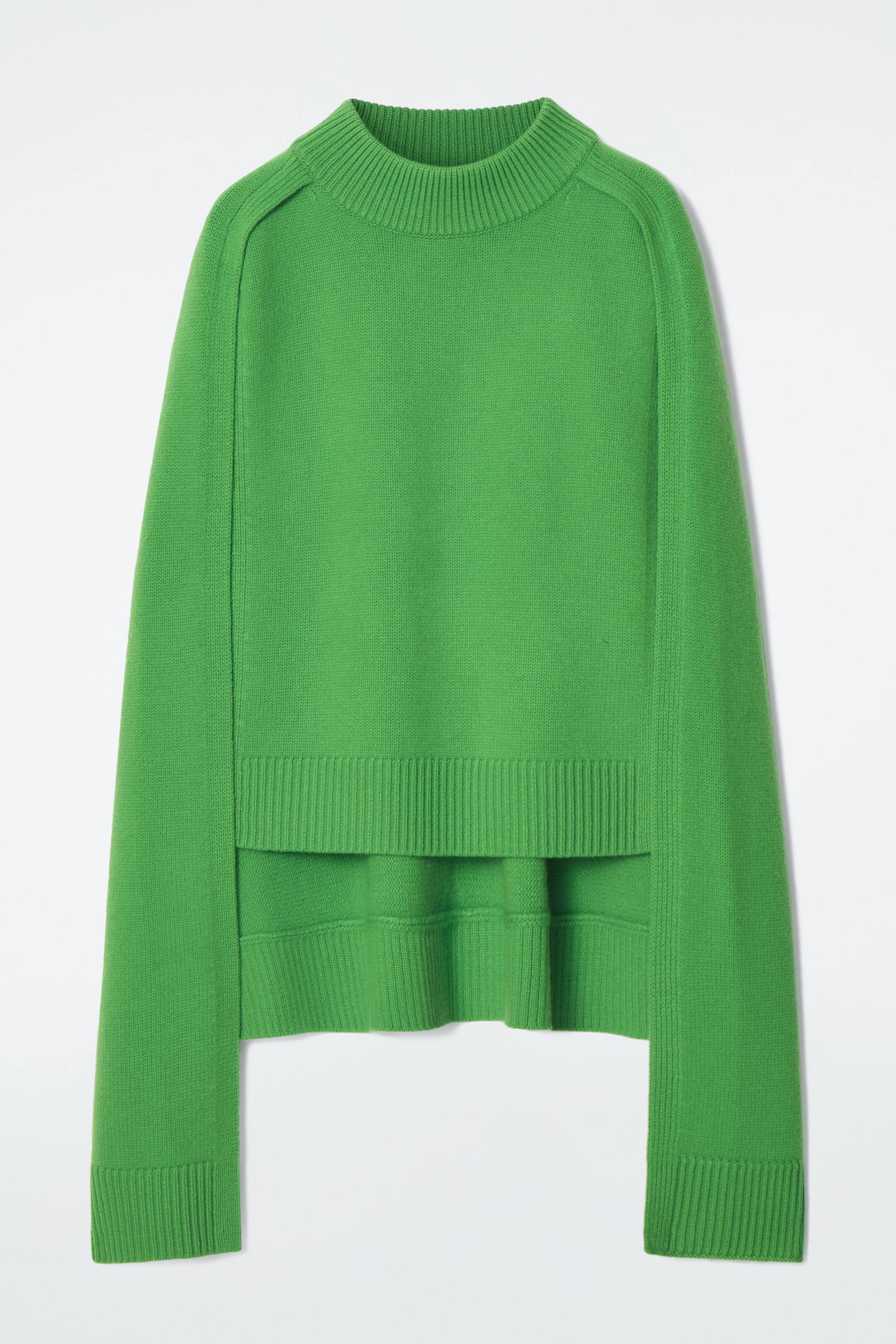 View larger image: HYBRID WOOL CAPE JUMPER - BRIGHT GREEN - Ladies | H&M GB 1
