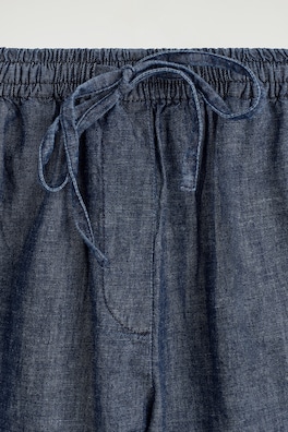 DRAWSTRING DENIM SHORTS — BLUE 5
