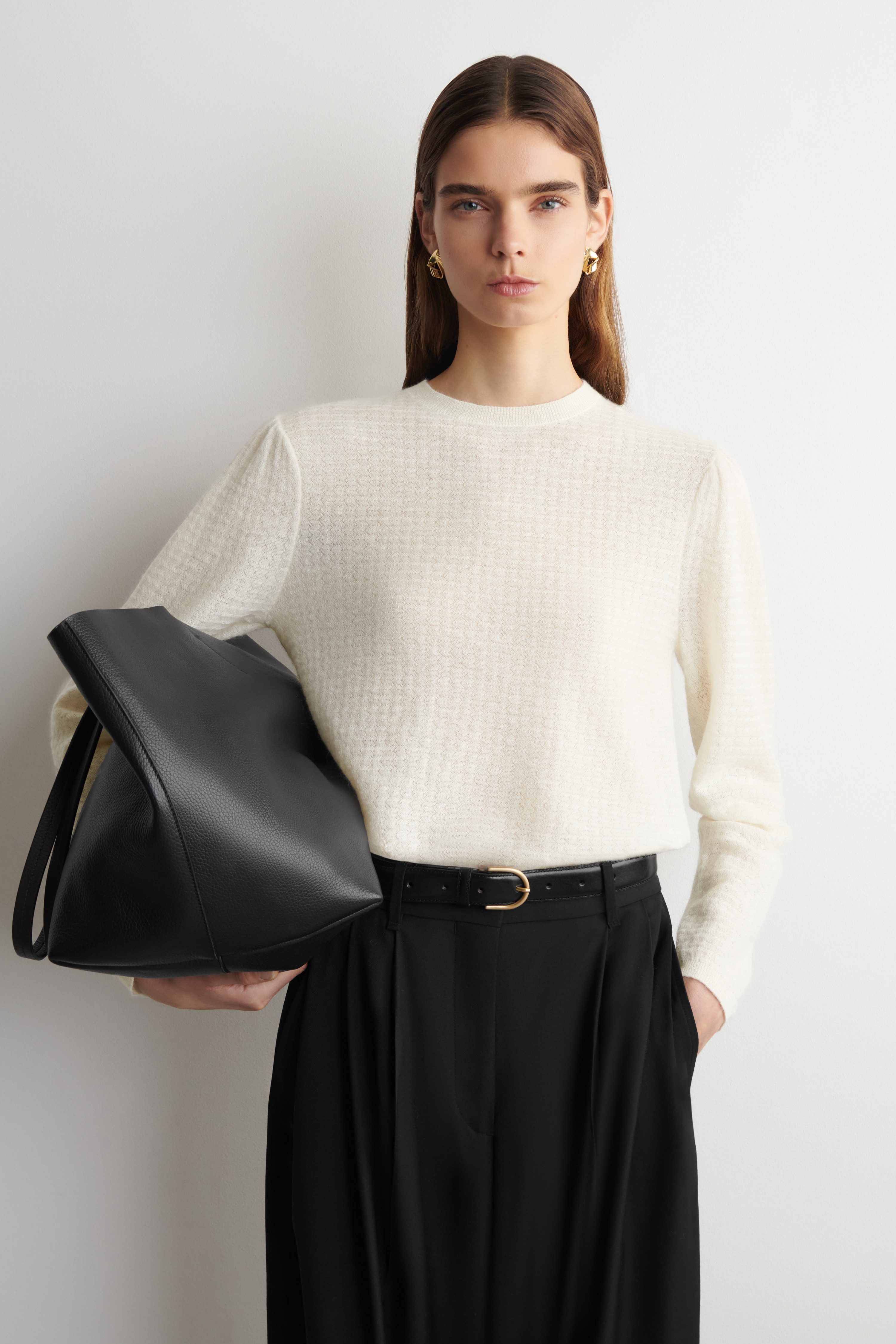SICKSACKSTICKAD TRÖJA I MOHAIRMIX - OFF-WHITE