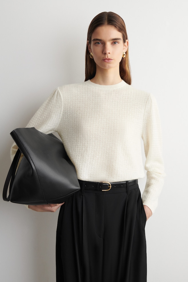 ZIGZAG-KNIT MOHAIR-BLEND SWEATER — OFF-WHITE