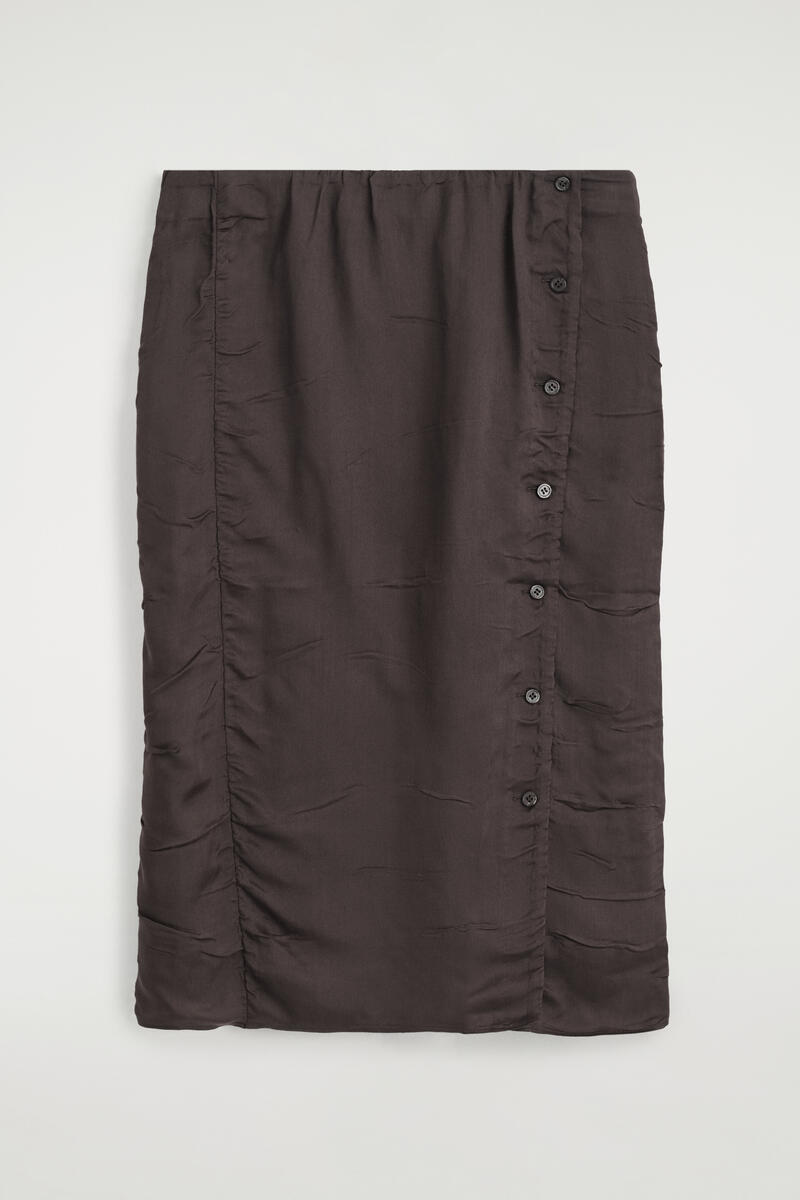 Gathered Crinkled Midi Skirt