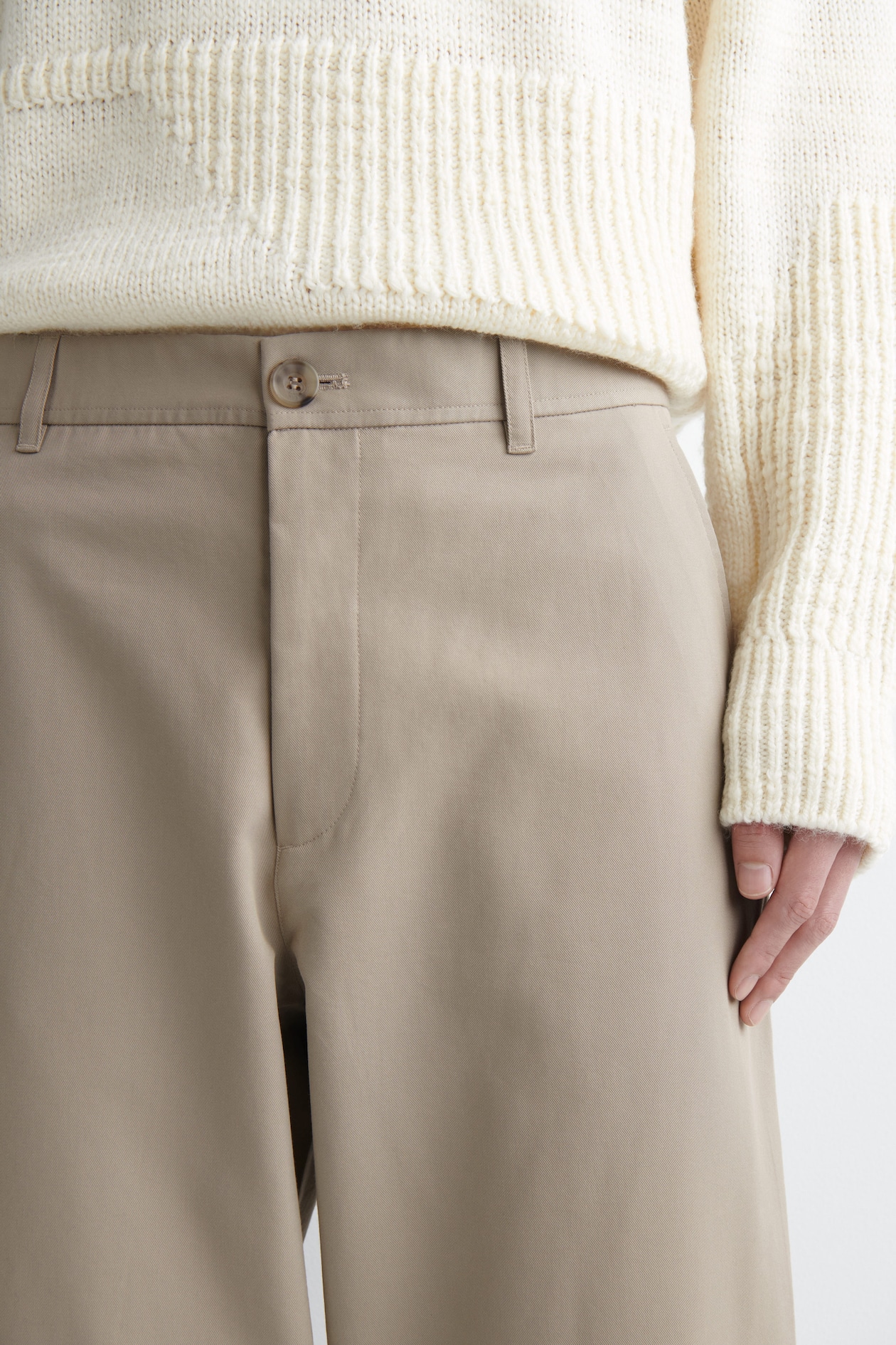 COTTON REGULAR-FIT STRAIGHT-LEG CHINOS — BEIGE