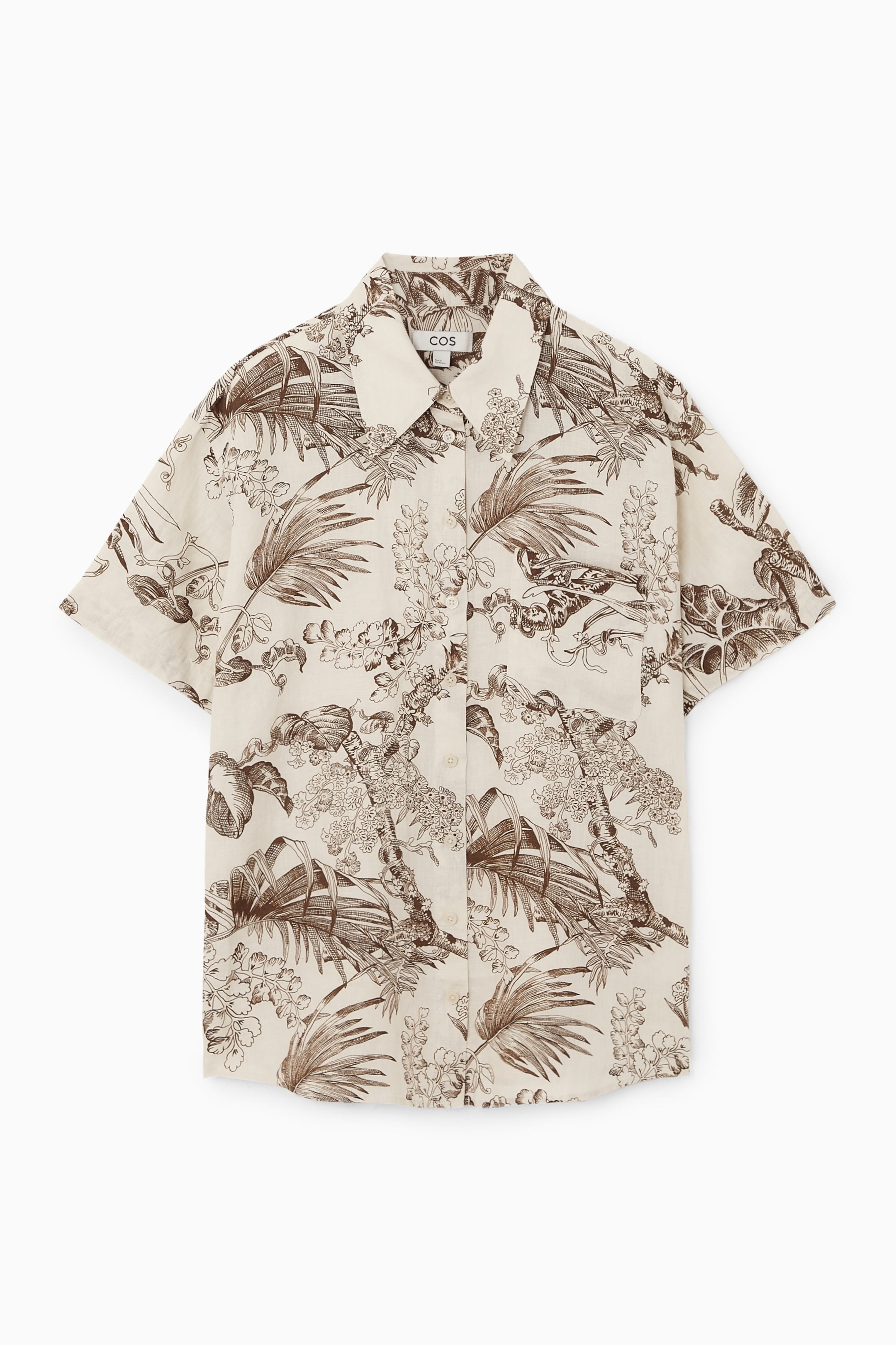 KURZARMHEMD AUS LEINEN MIT BOTANISCHEM PRINT