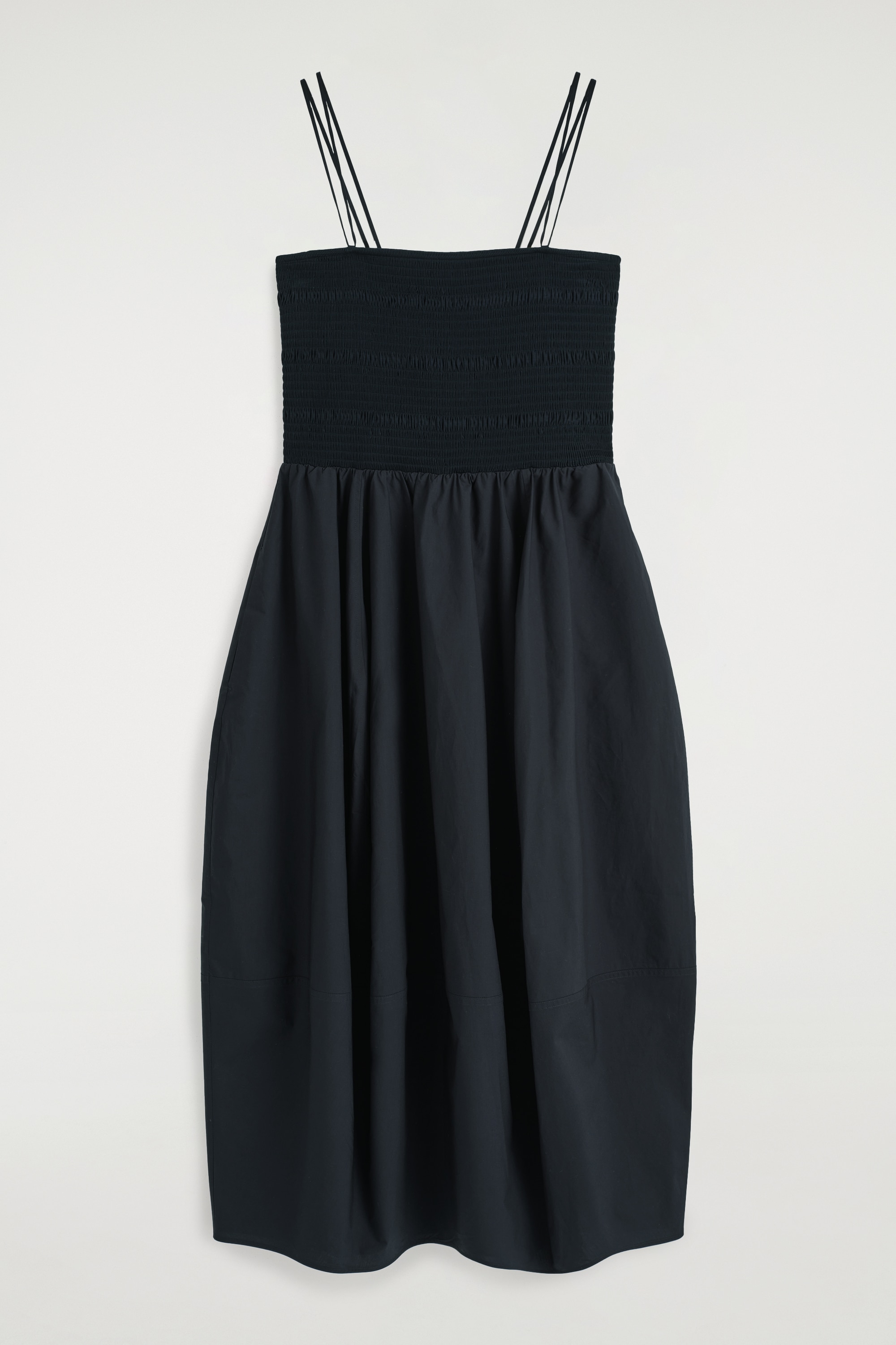 SMOCKED MIDI DRESS - NAVY/LIGHT GREEN/PINK