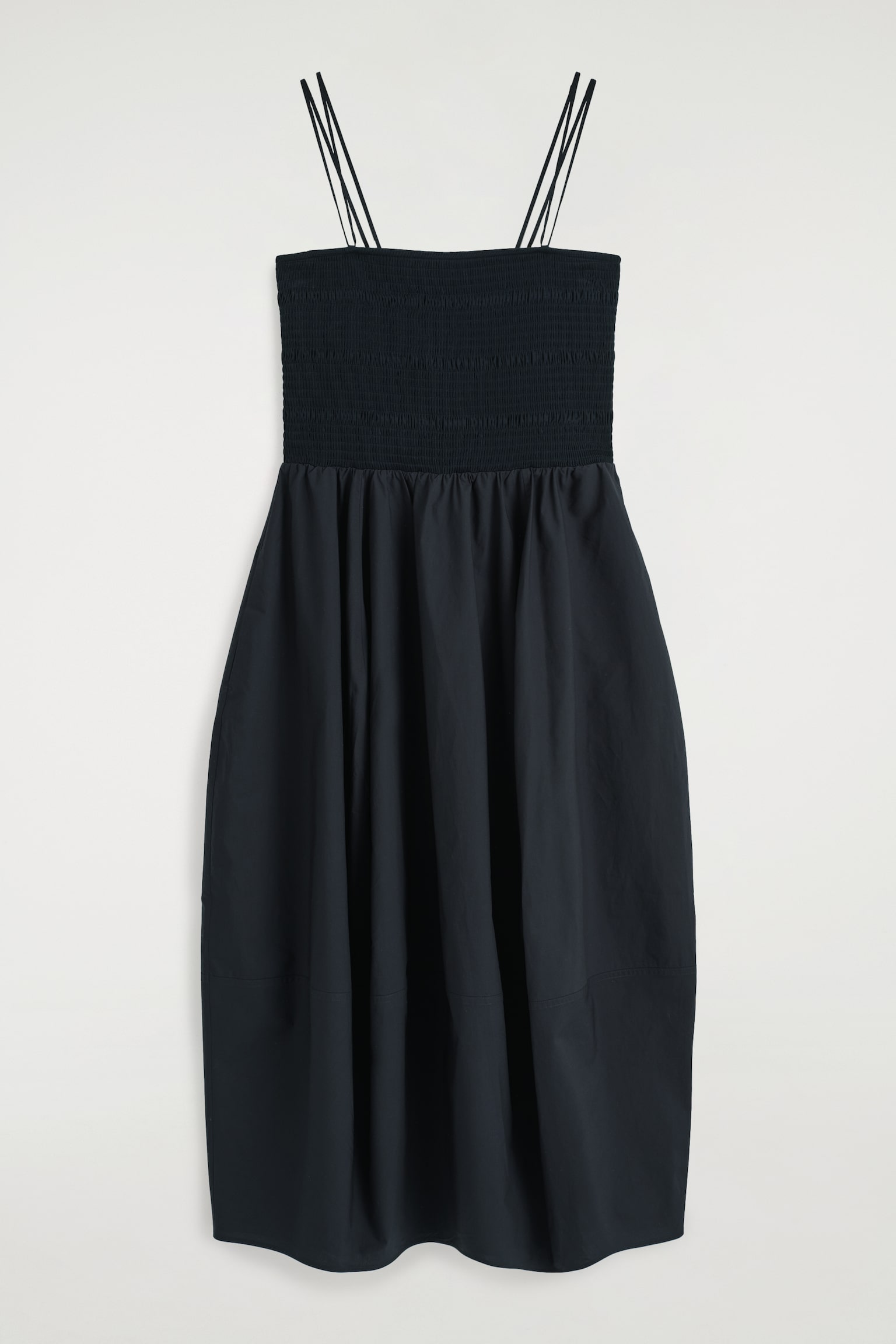 ROBE MIDI SMOCKÉE - BLEU MARINE/VERT CLAIR/ROSE - 2