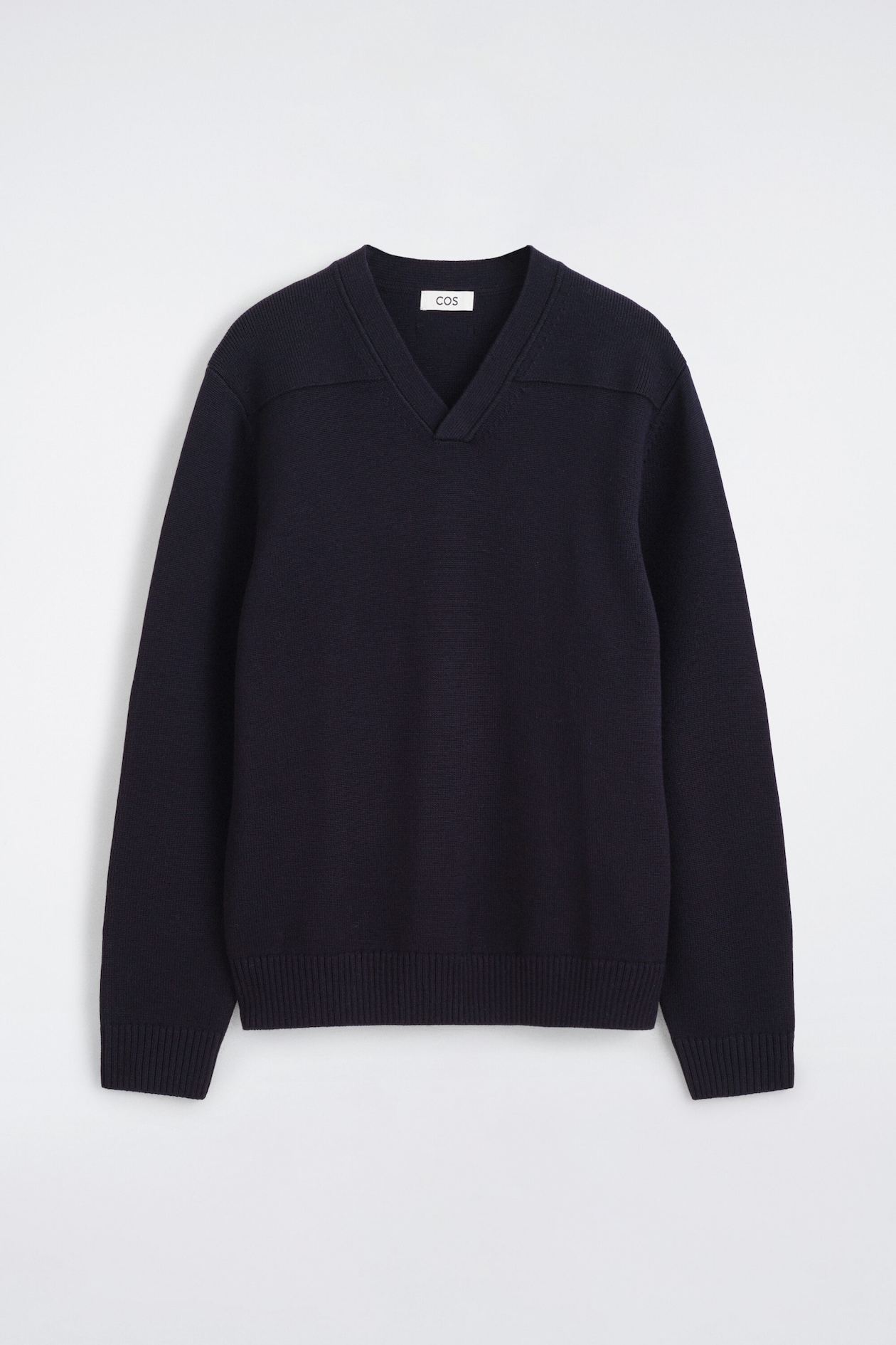 MERINO WOOL V-NECK SWEATER — MIDNIGHT