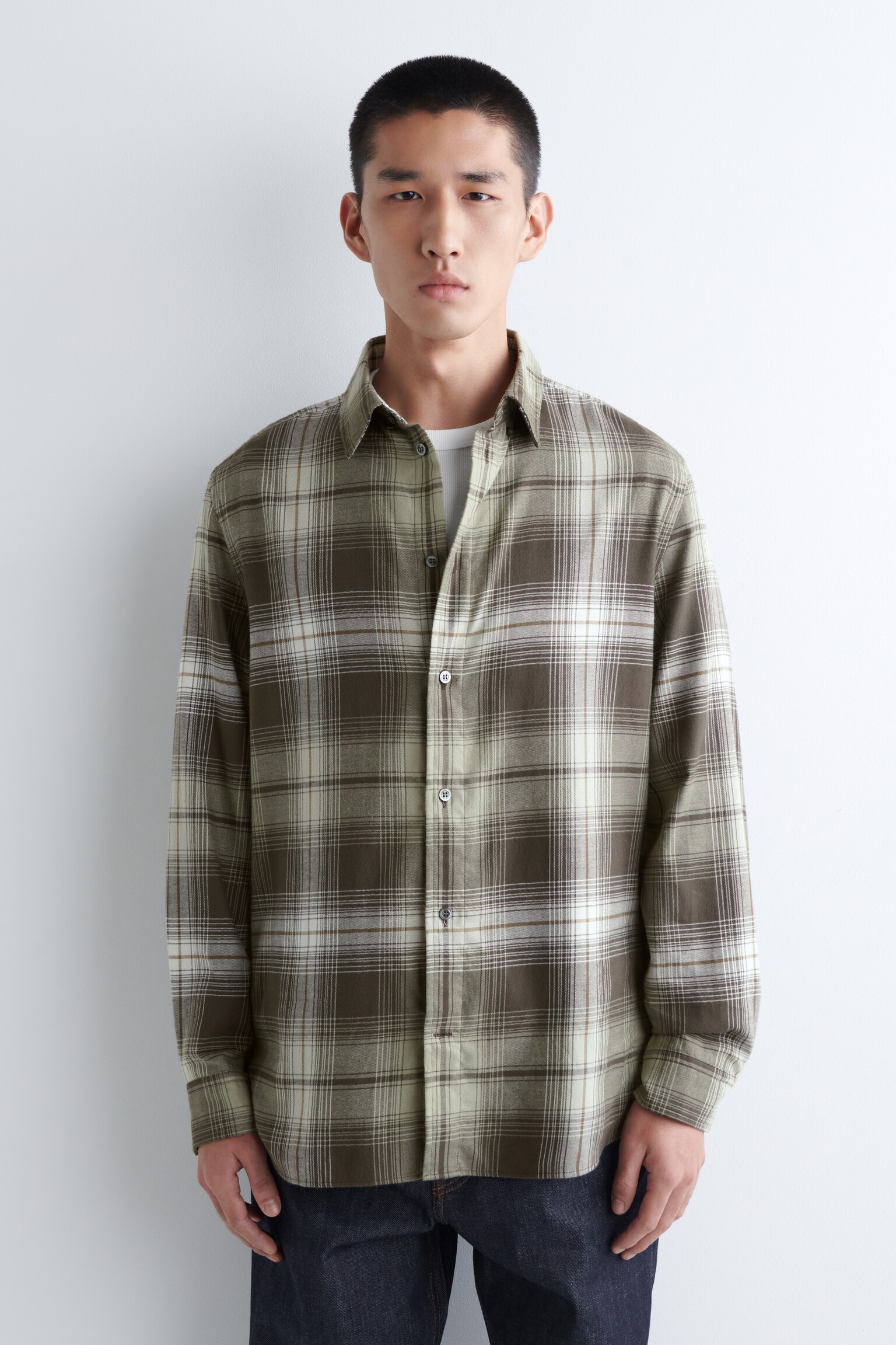 CAMISA DE CUADROS DE ALGODÓN PIMA - CAQUI / MARRÓN / CUADROS