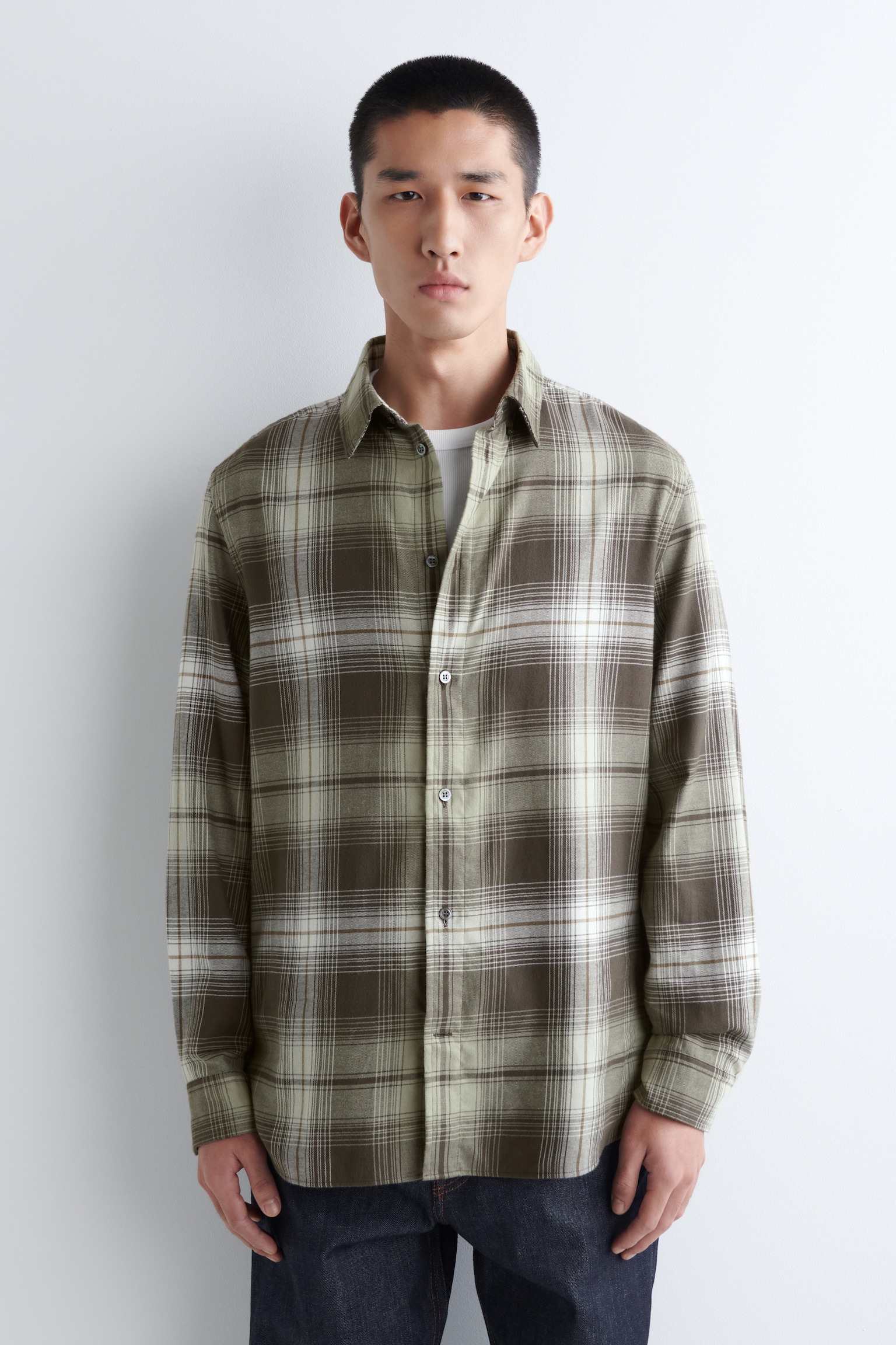 CAMISA DE CUADROS DE ALGODÓN PIMA - CAQUI / MARRÓN / CUADROS