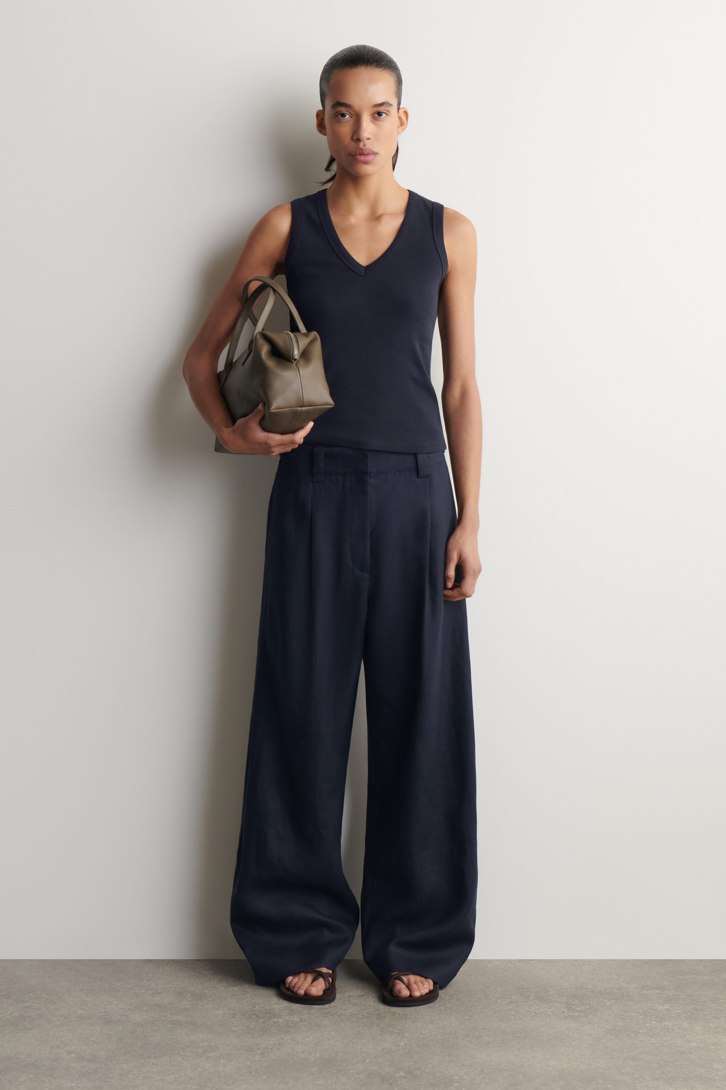 COTTON V-NECK TANK TOP - NAVY | COS US