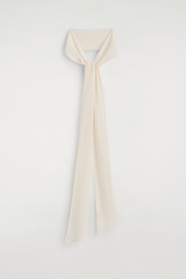 SLIM SHEER SILK SCARF — IVORY 5