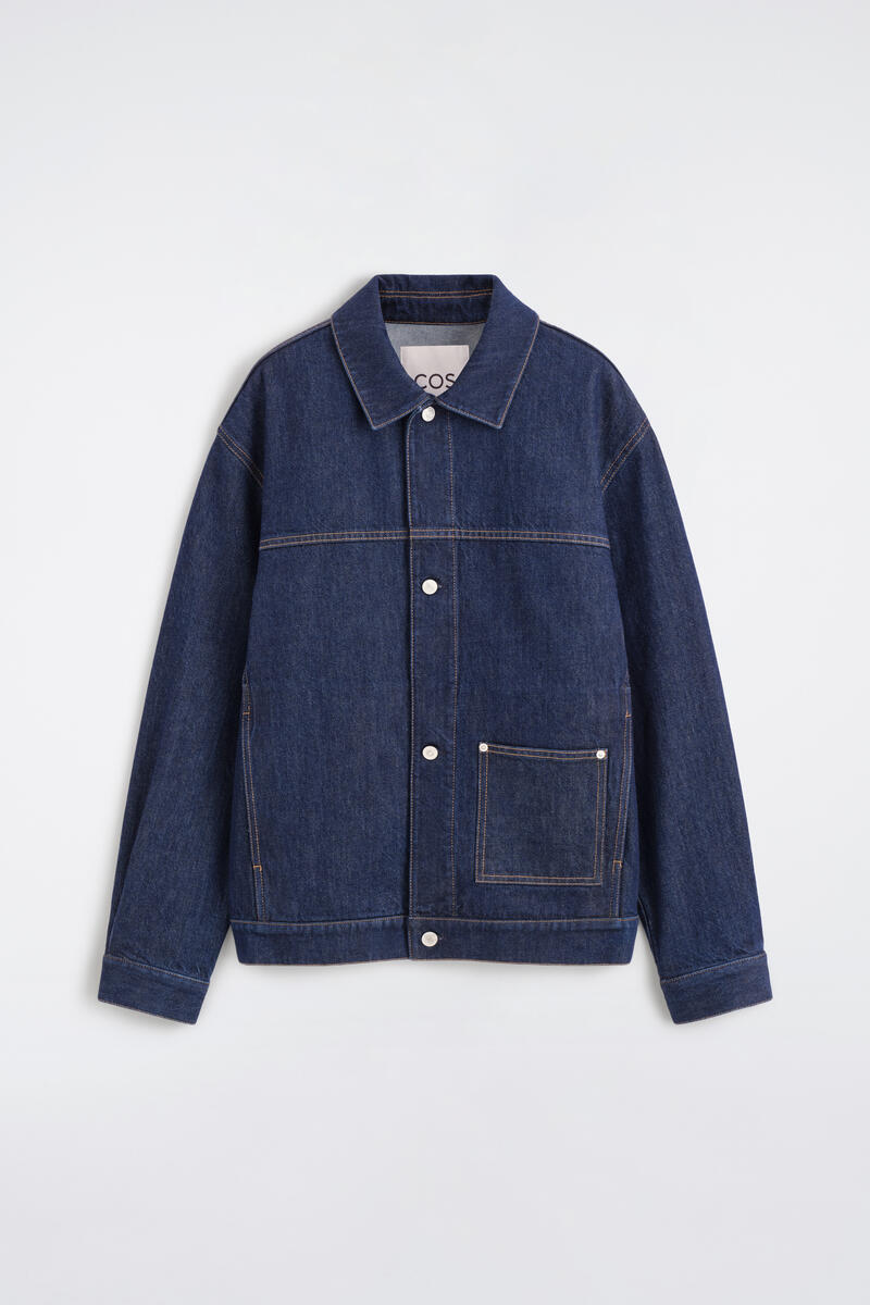 Denim Shirt Jacket in Dark Blue