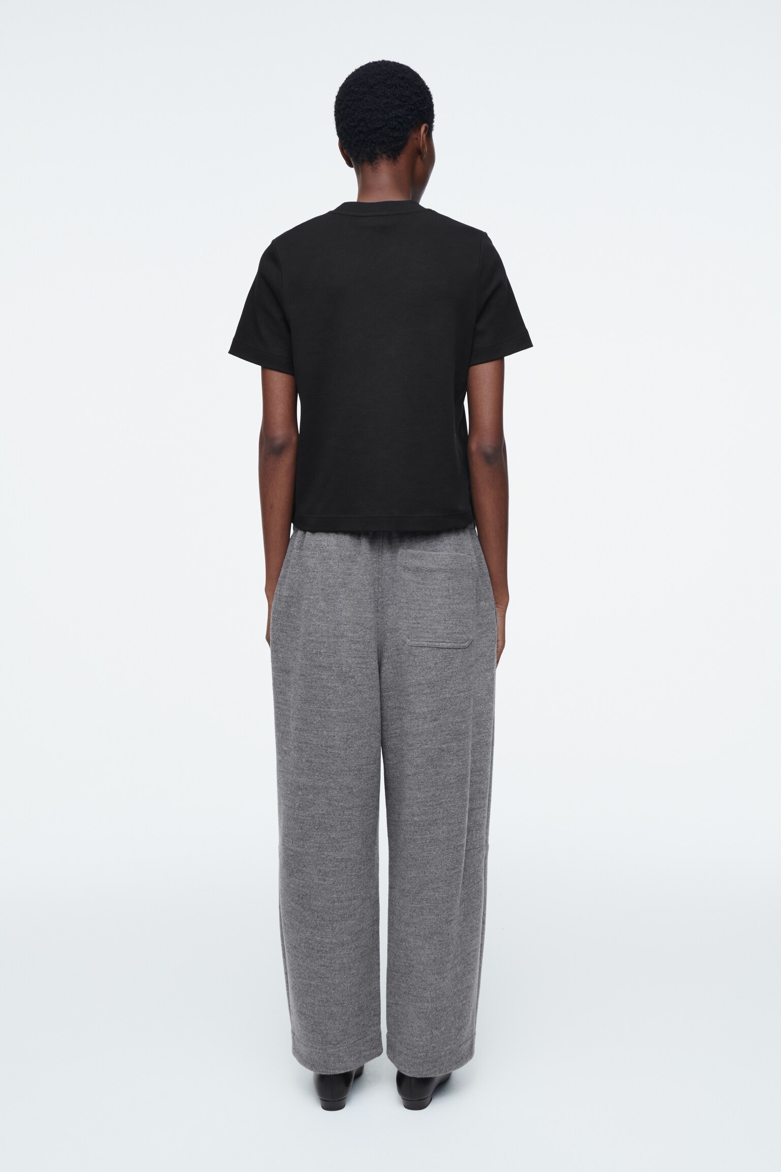 BOILED-WOOL BARREL-LEG TROUSERS - GREY MÉLANGE/NAVY - 6