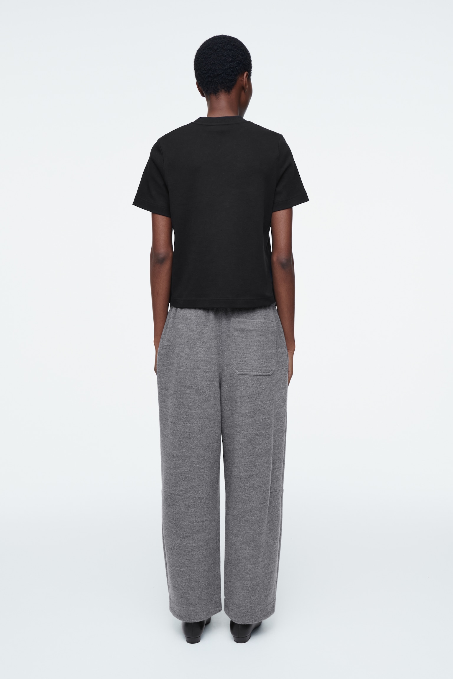 BOILED-WOOL BARREL-LEG TROUSERS - GREY MÉLANGE - 6