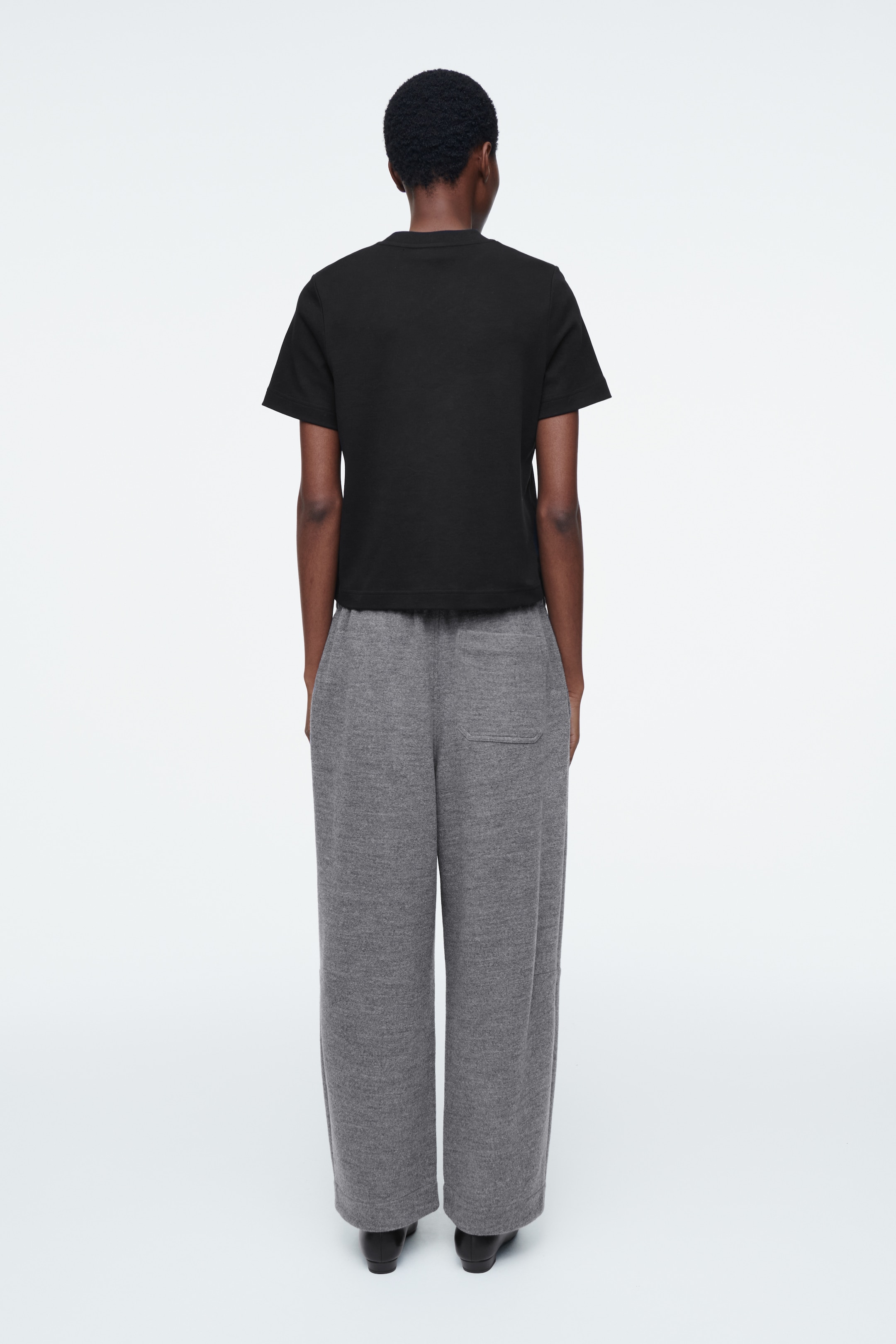 View larger image: BOILED-WOOL BARREL-LEG TROUSERS - GREY MÉLANGE - Ladies | H&M GB 3
