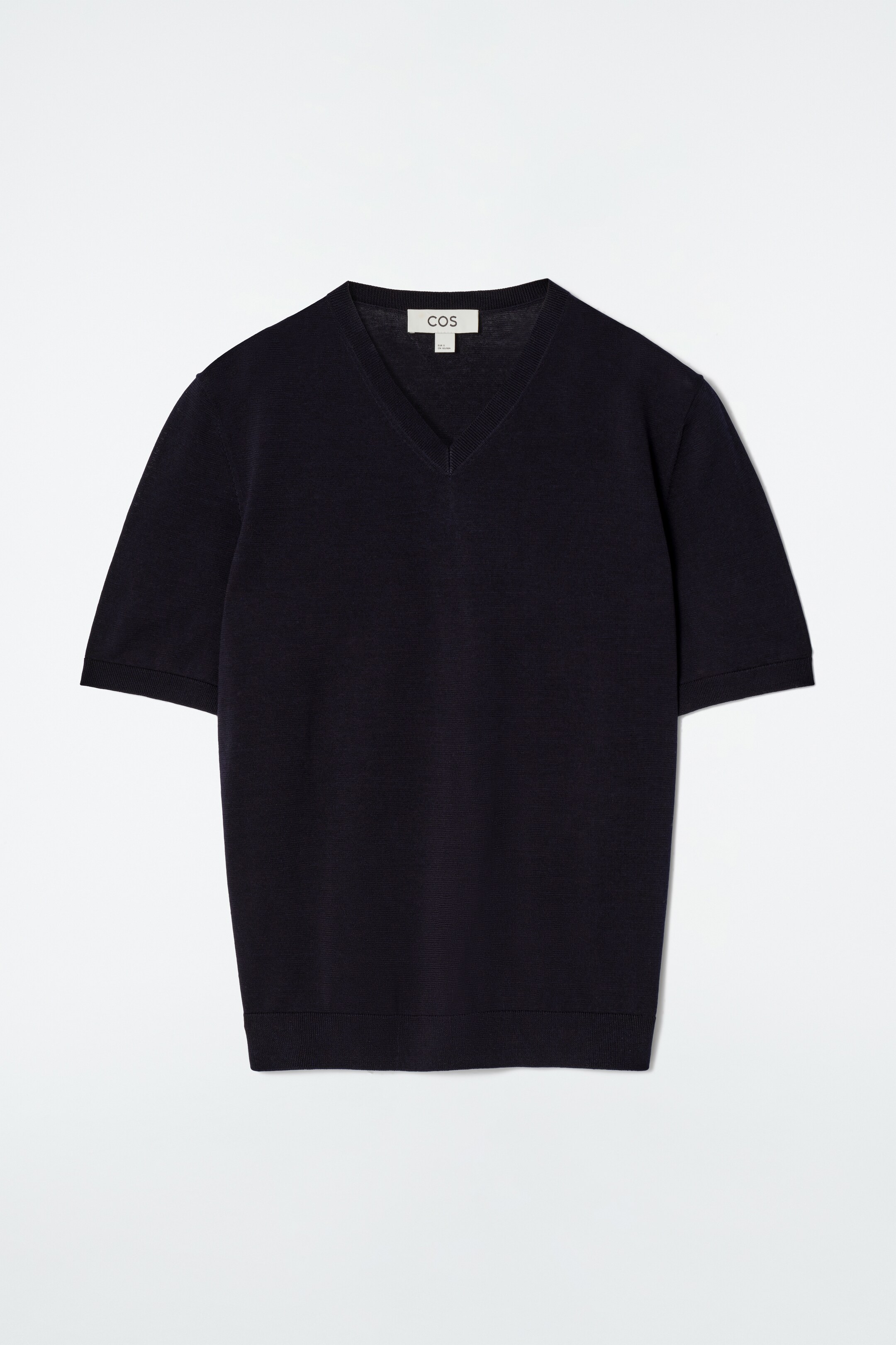 Agrandir l'image: T-SHIRT COL EN V EN MAILLE DE COTON - BLEU MARINE - FEMME | H&M FR 6