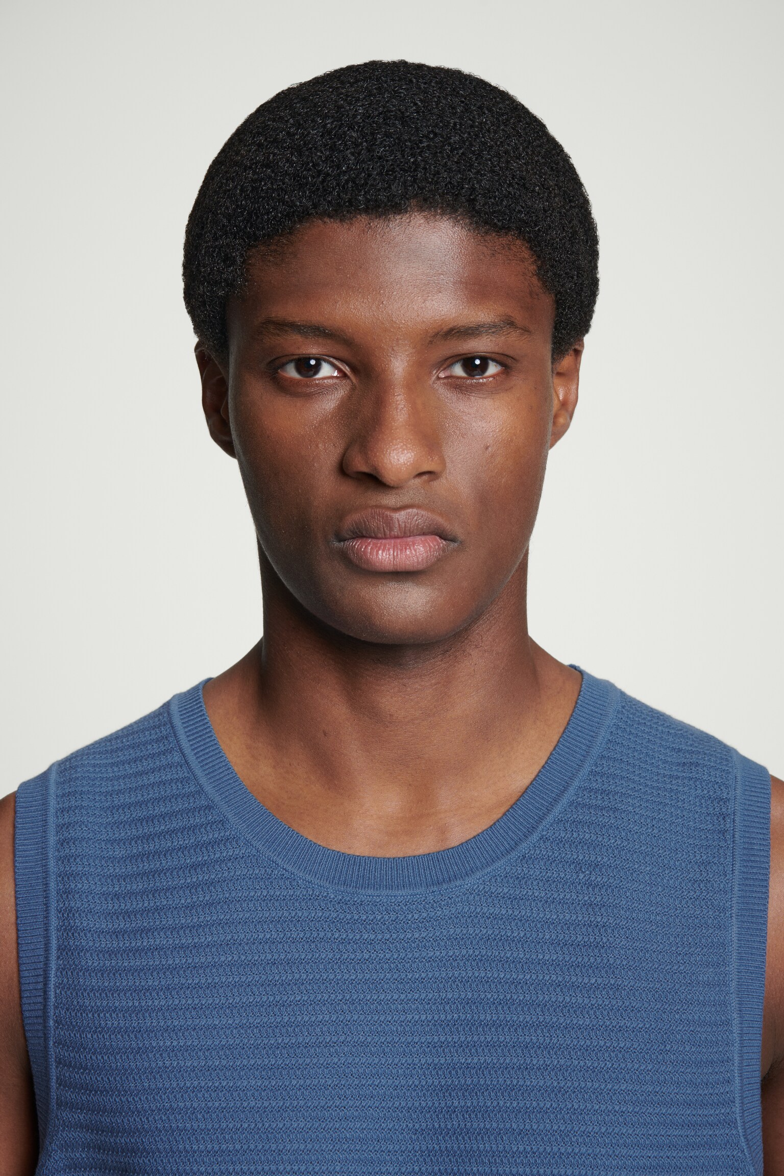 CANOTTA IN MAGLIA DI COTONE CON TEXTURE - BLU/BIANCO SPORCO/NERO/BLU NAVY - 5