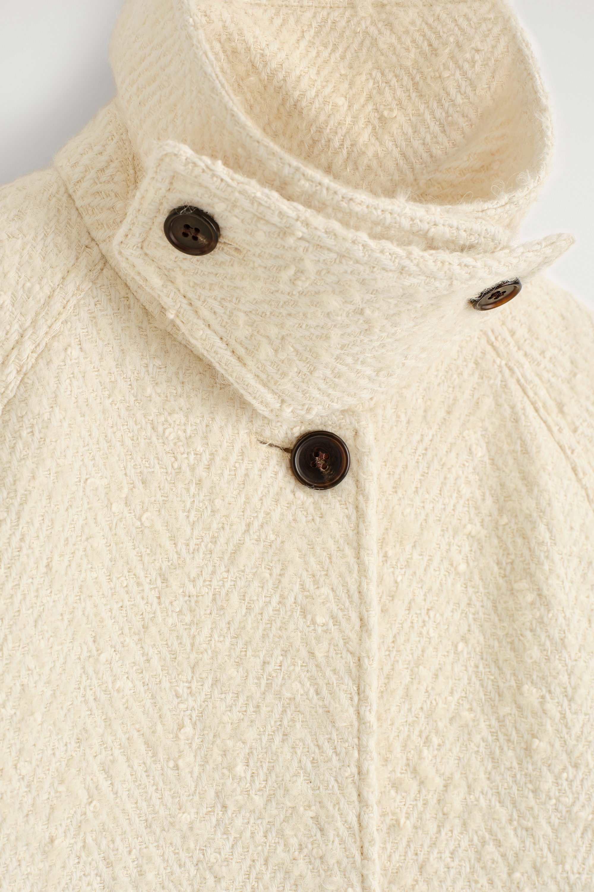 Mock-neck Wool-herringbone Short Coat