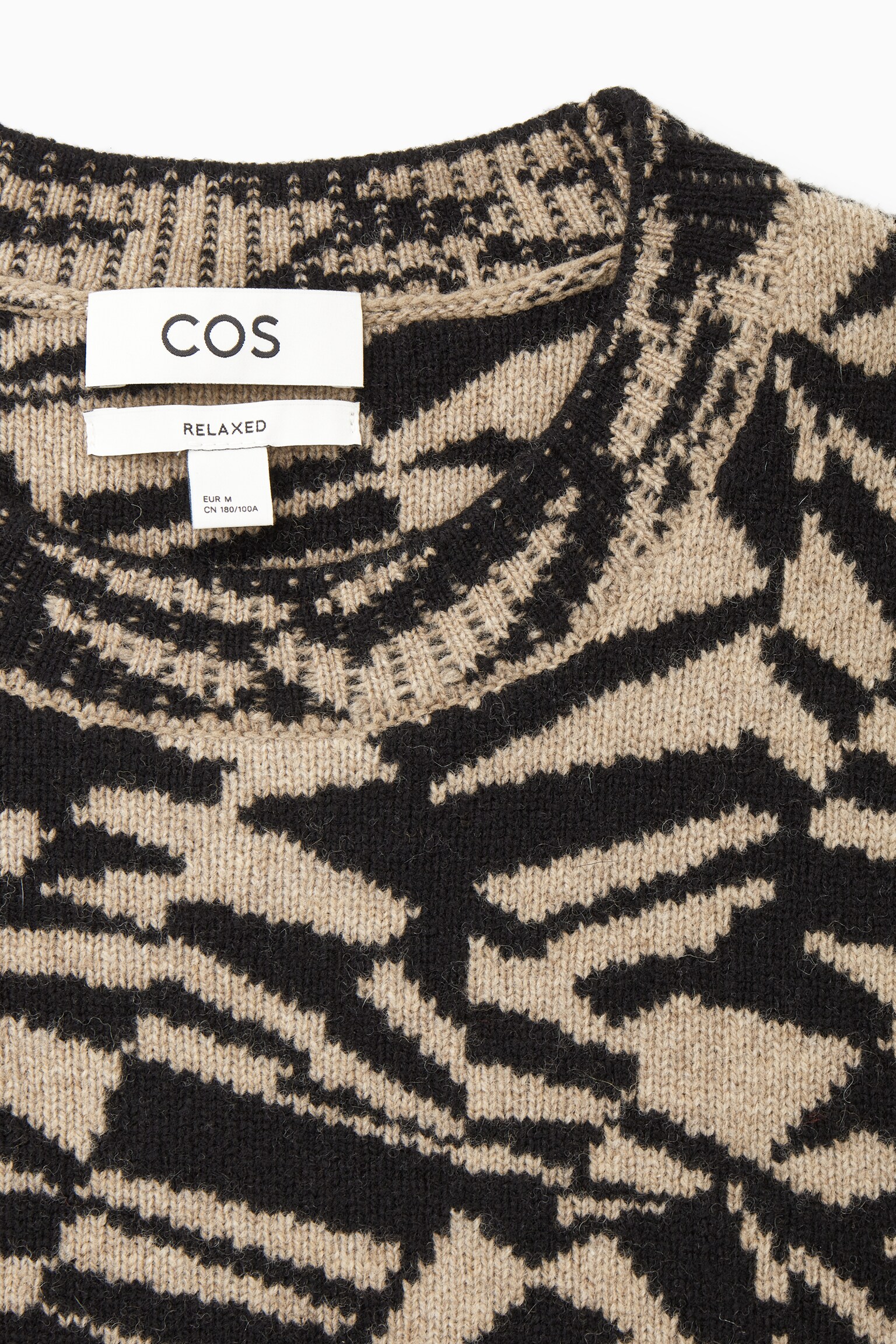 GEOMETRIC WOOL-JACQUARD JUMPER - BLACK / BEIGE - 2