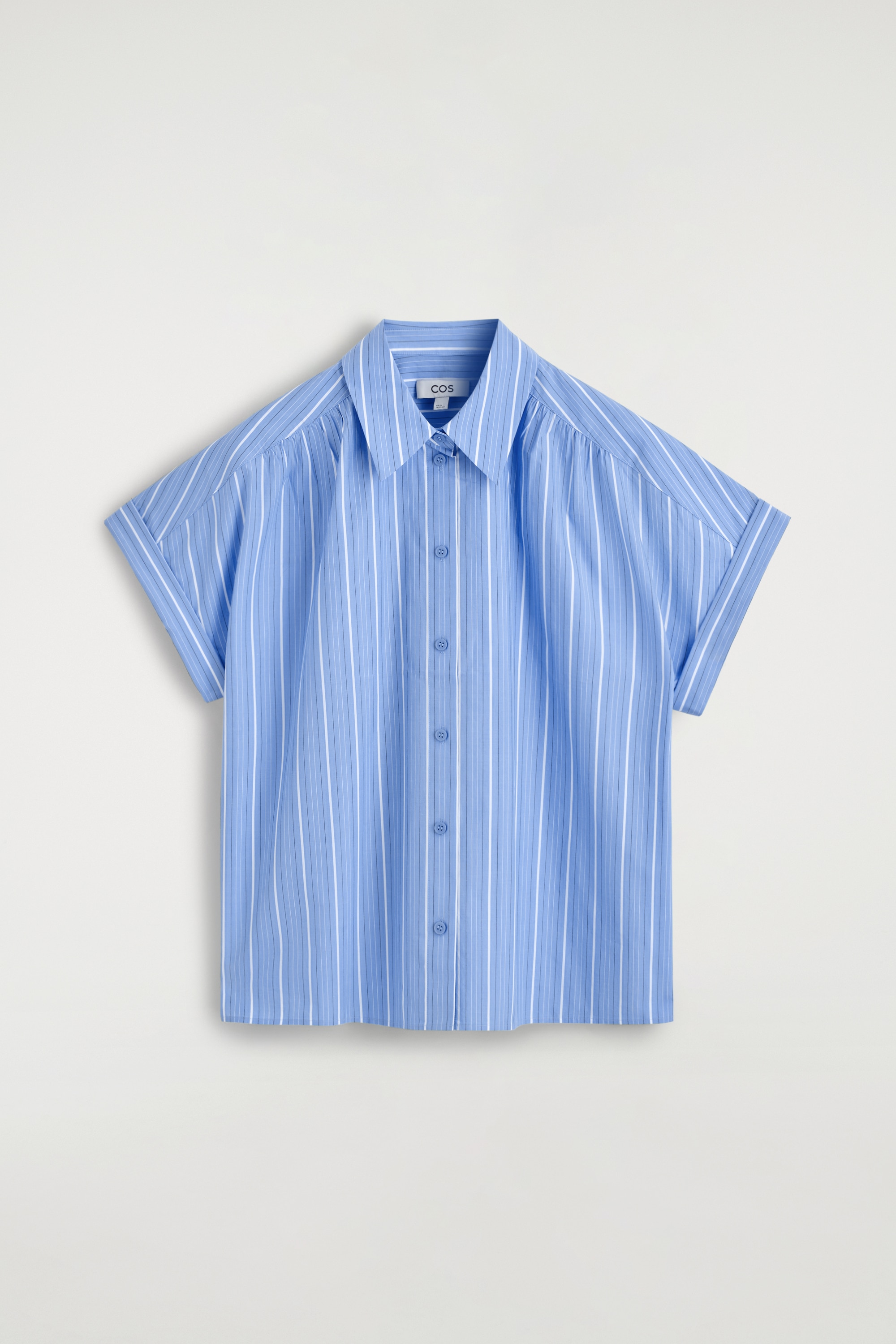 CHEMISE RAYÉE EN COTON À MANCHES COURTES - BLEU / RAYÉ/ROSE / RAYURES