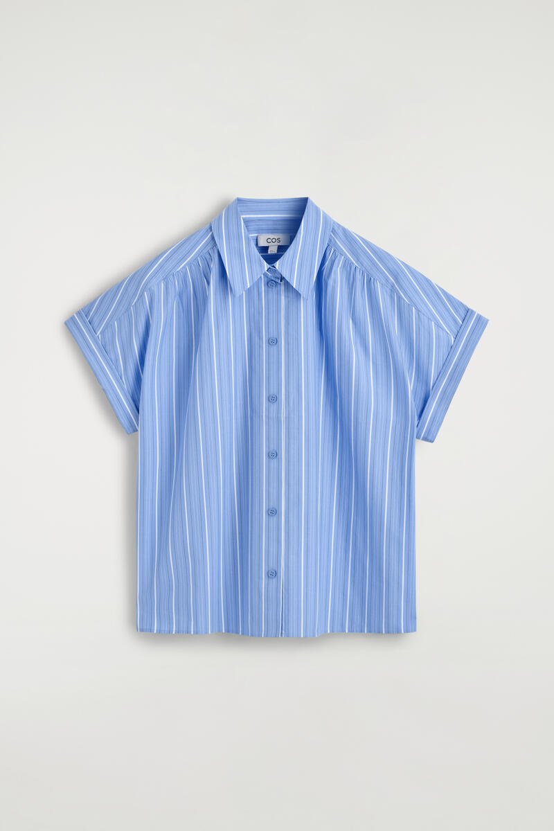 Striped Short-Sleeved Cotton Shirt