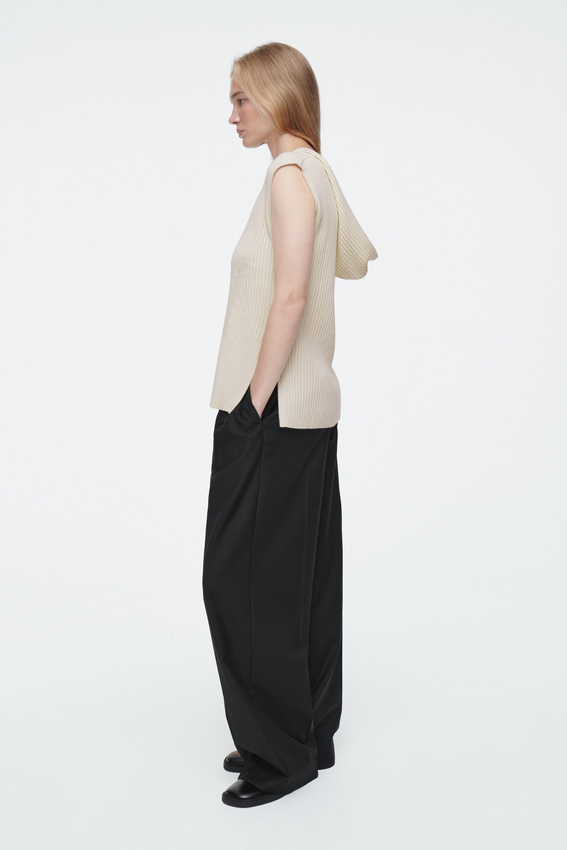 RIBBED-KNIT HOODED TANK TOP