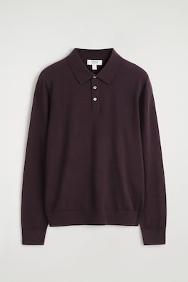 SLIM MERINO WOOL POLO SHIRT — BURGUNDY 2