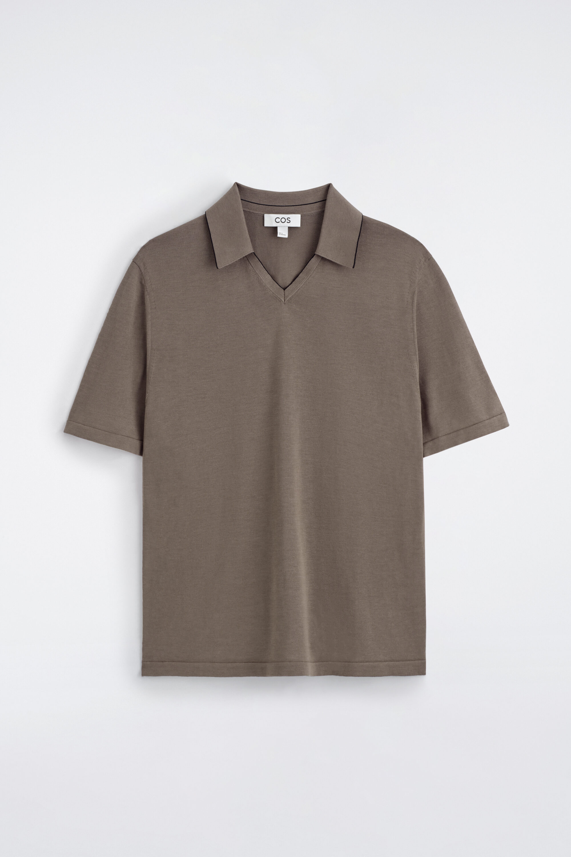 CONTRAST-TIPPED SILK-COTTON POLO SHIRT - BROWN | COS CA