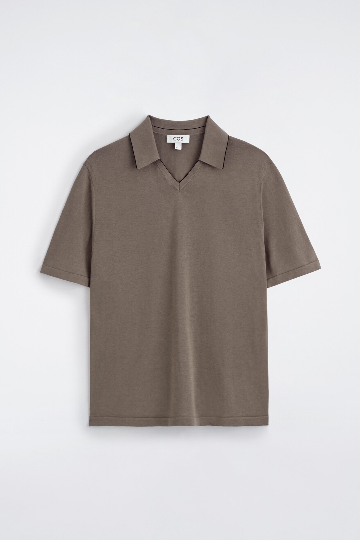 CONTRAST-TIPPED SILK-COTTON POLO SHIRT — BROWN