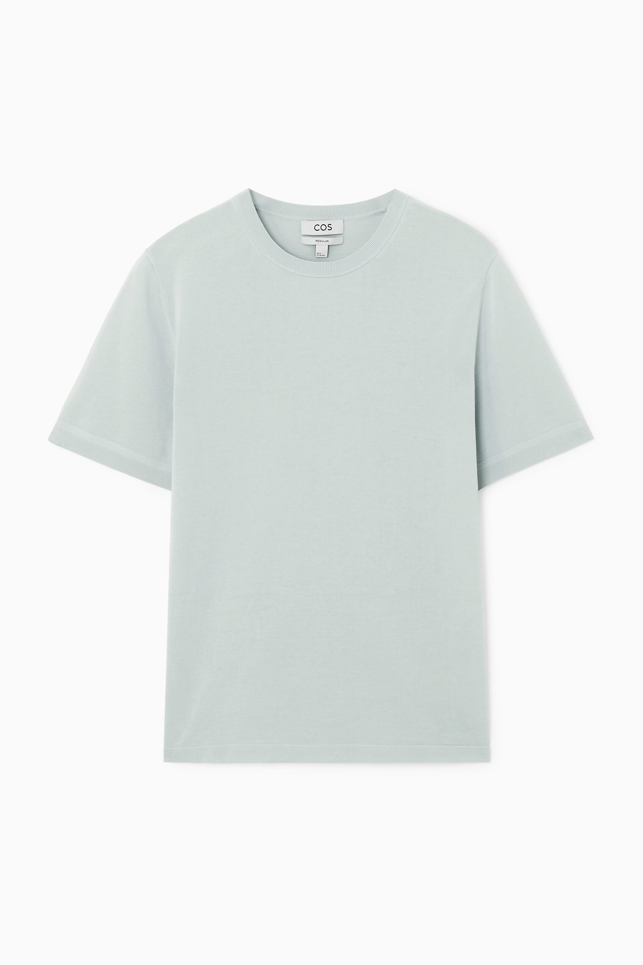 View larger image: REGULAR KNITTED LIGHTWEIGHT COTTON T-SHIRT - LIGHT BLUE - Men | H&M GB 1