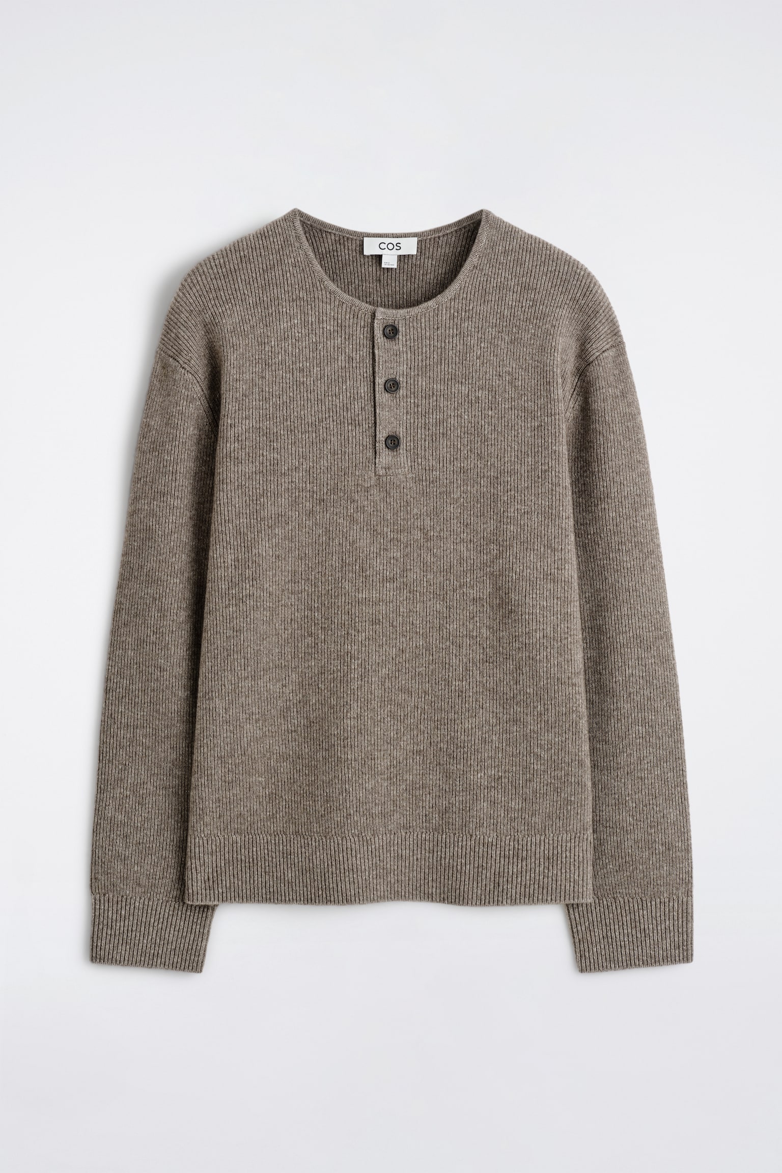 חולצת הנלי סרוגה ממרינו-יק - מלנג' בז' - 1