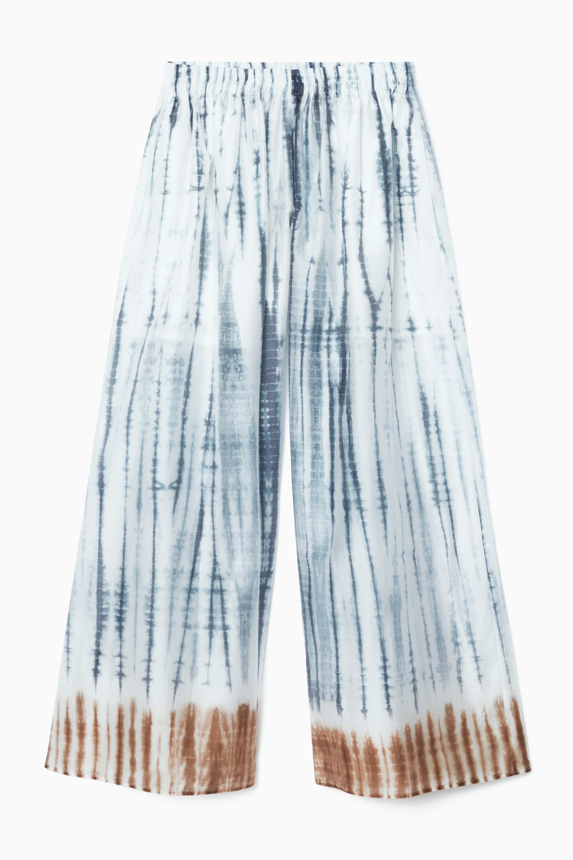 ELASTICATED WIDE-LEG TROUSERS - WHITE / BLUE | COS