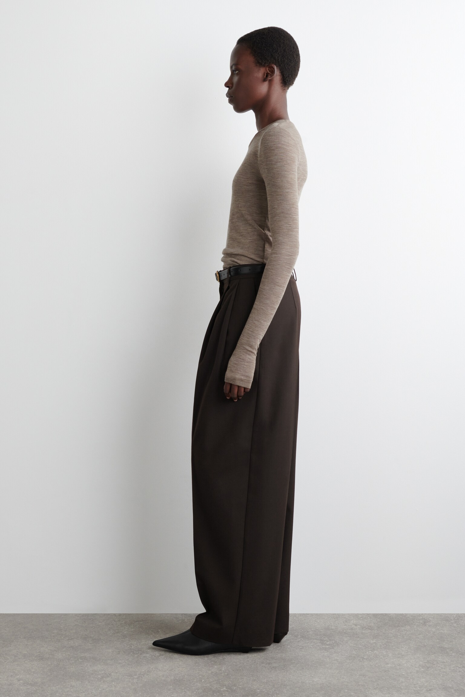 HAUT SLIM EN LAINE MÉRINOS - TAUPE CHINÉ/BLEU MARINE/GRIS ANTHRACITE CHINÉ/ROUGE/GRIS / MOUCHETÉ/CAMEL CHINÉ/BRUN FONCÉ CHINÉ - 5