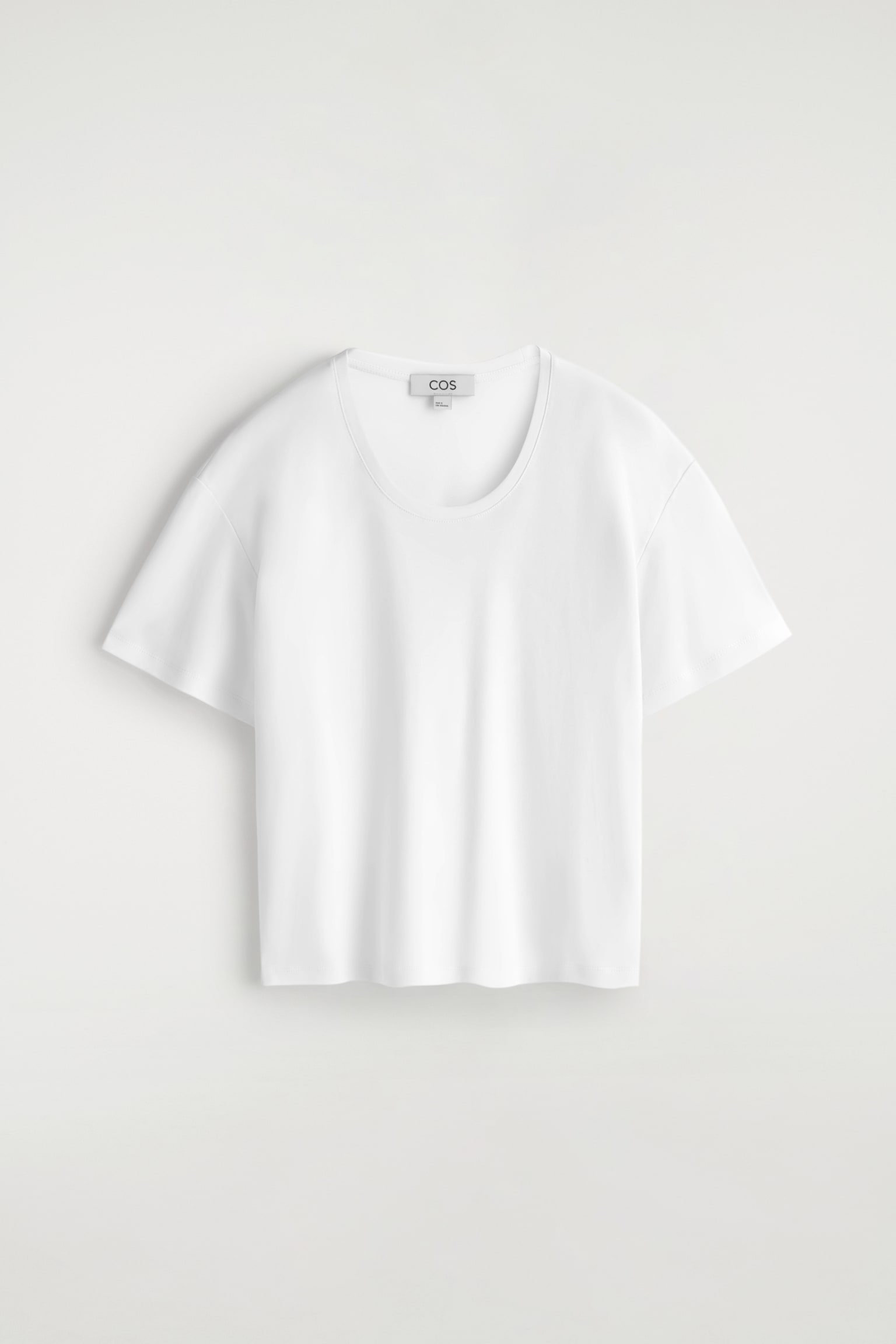 TRICOU DIN BUMBAC CU DECOLTEU ROTUNJIT - ALB/MARO/ALBASTRU - 2