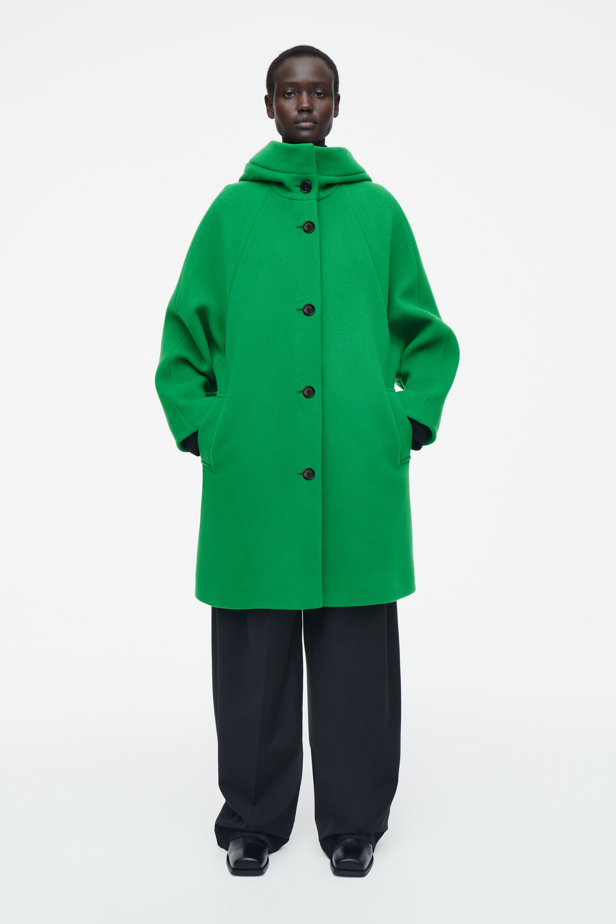 Agrandir l'image: MANTEAU À CAPUCHE OVERSIZE EN LAINE - VERT - FEMME | H&M FR 1