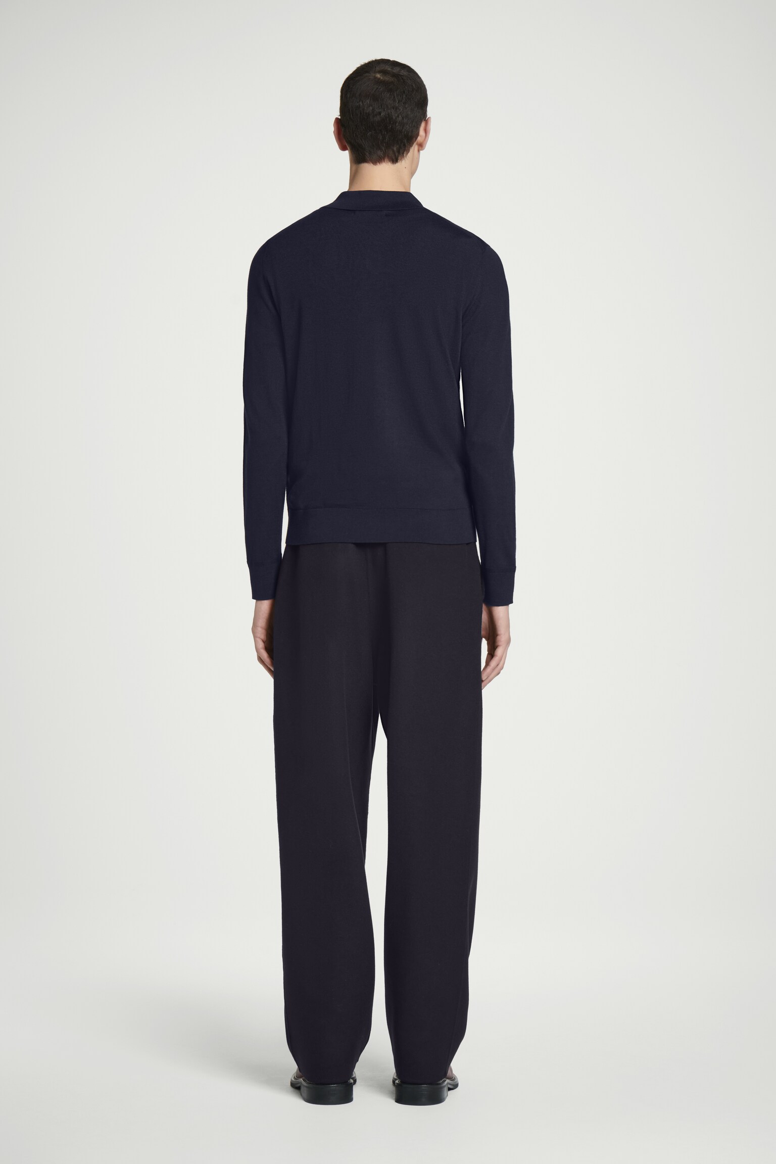 POLO ZIPPÉ EN LAINE MÉRINOS - BLEU MARINE - 3