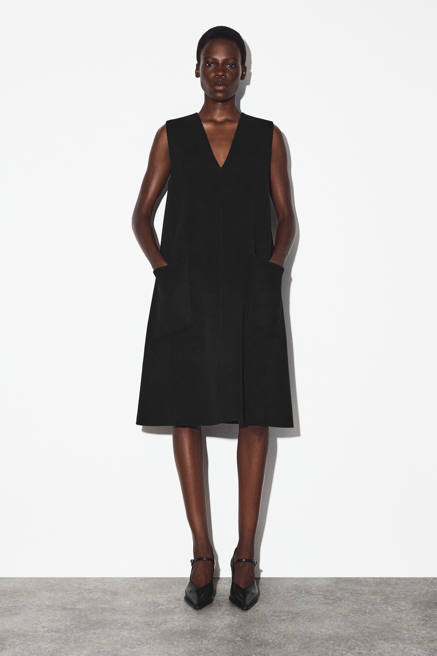 ROBE EN LAINE MÉRINOS DOUBLE FACE - NOIR - 1