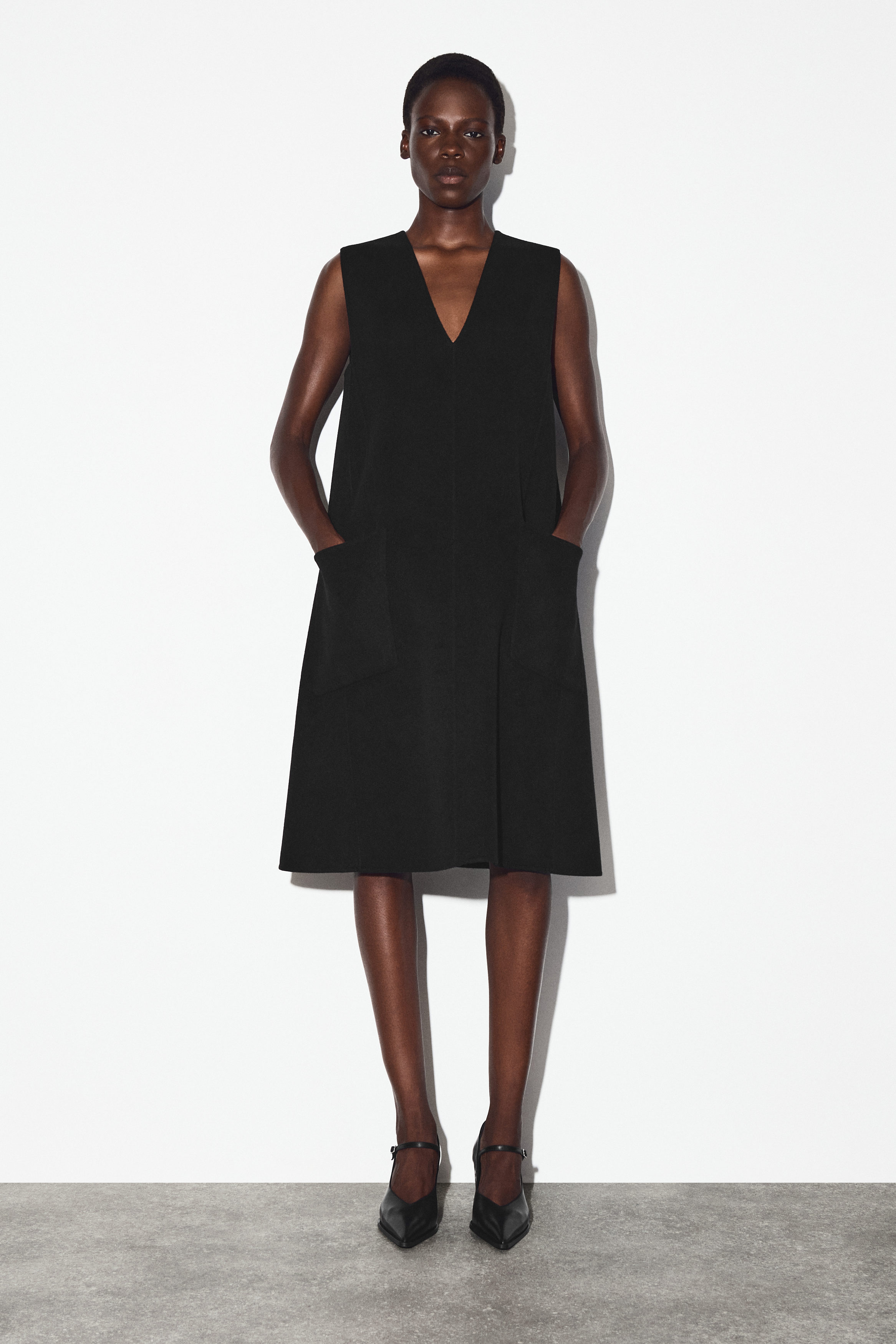 DOUBLE-FACED MERINO WOOL DRESS - BLACK | COS