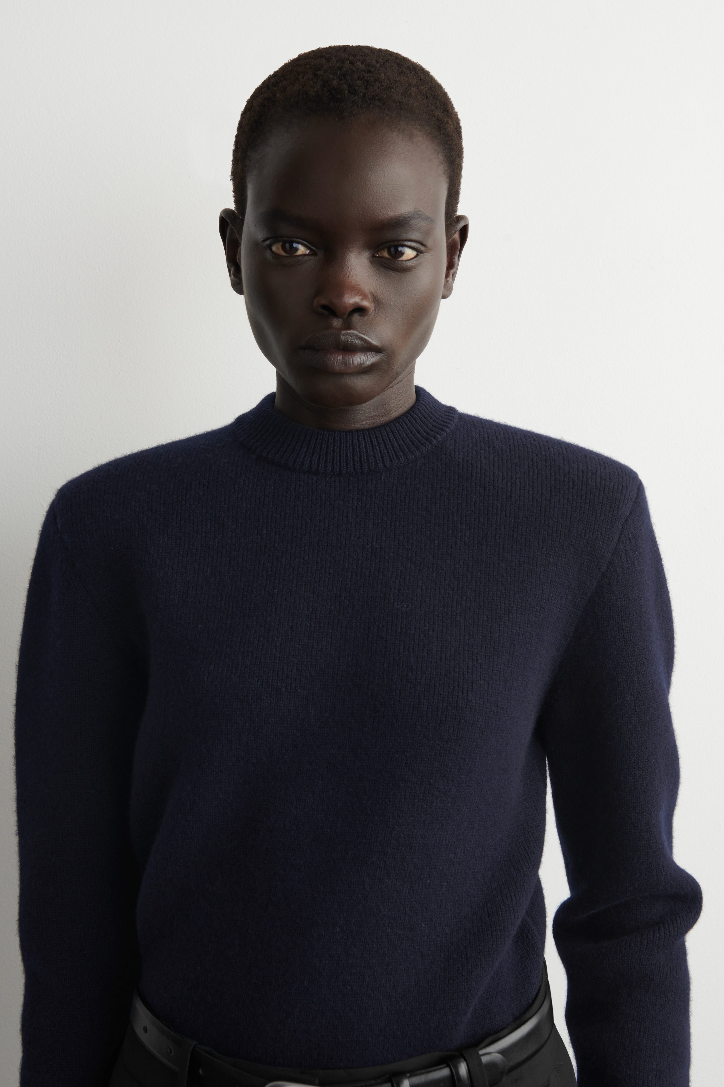 SCULPTED-SHOULDER MERINO WOOL SWEATER - NAVY | COS US