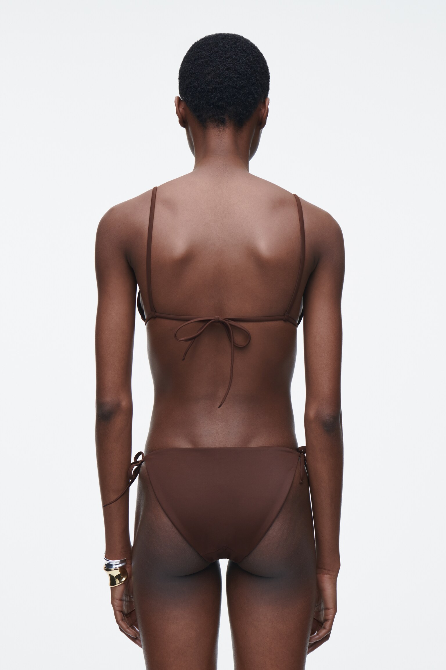 HAUT DE BIKINI TRIANGLE - BRUN/MARRON / MARINE / RAYURES/BLANC - 4