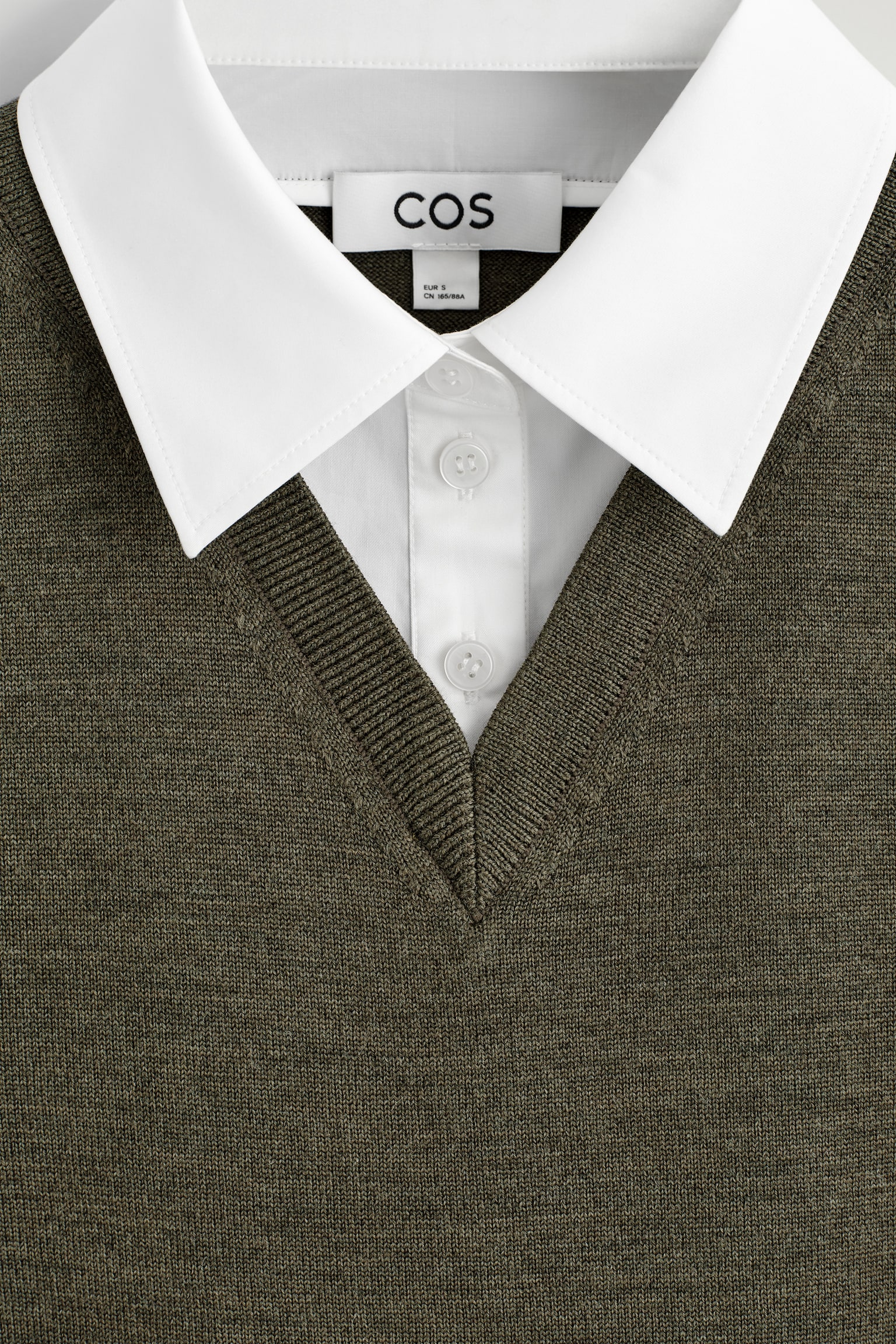 VIACVRSTVOVÁ VESTA Z MERINO VLNY - KHAKI / BIELA - 7