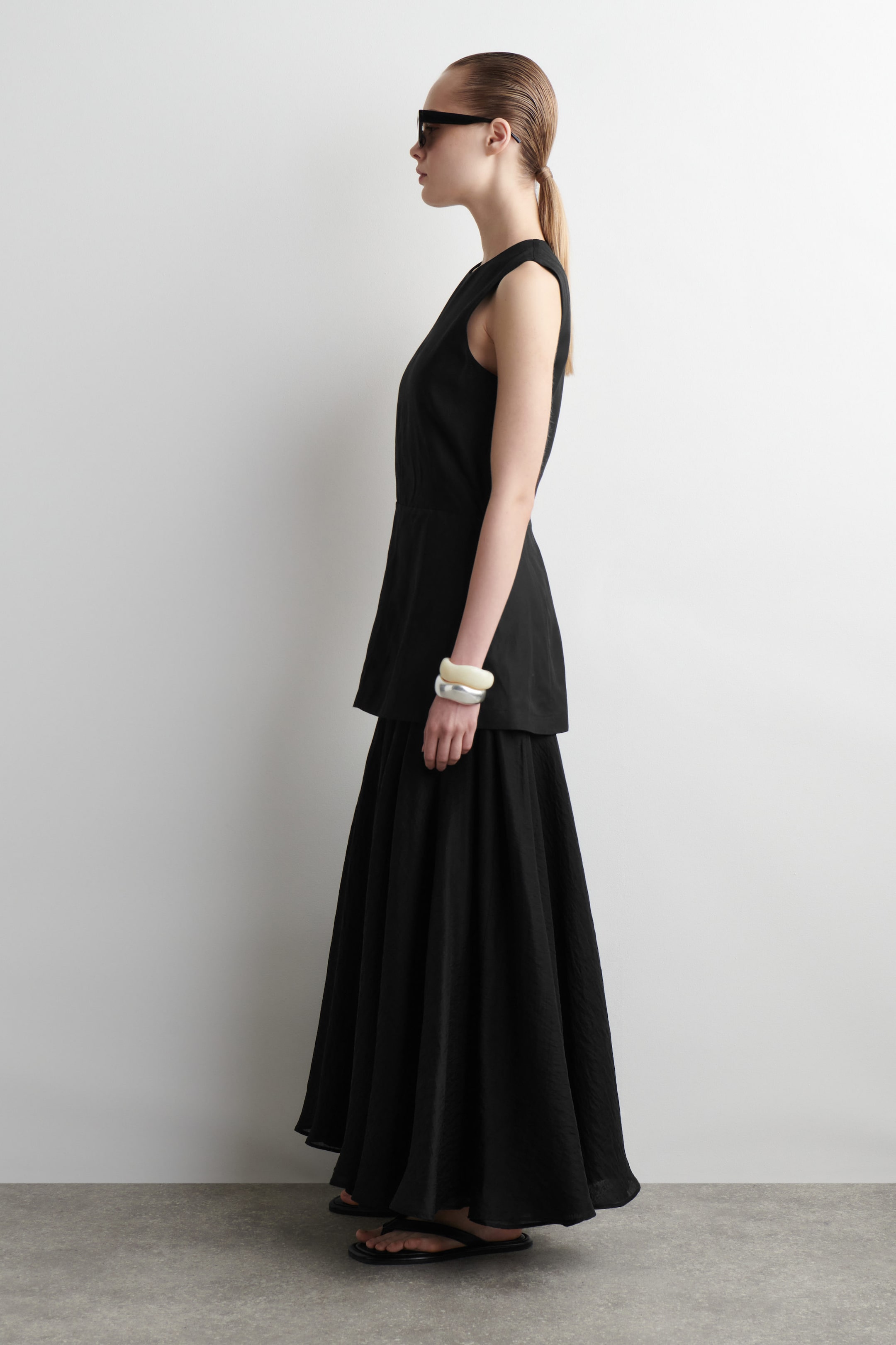 LAYERED PEPLUM MIDI DRESS