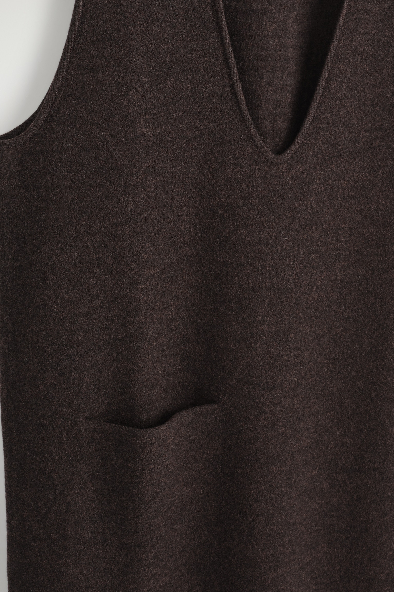 BOILED-WOOL MIDI DRESS - DARK BROWN/GREY MÉLANGE - 6