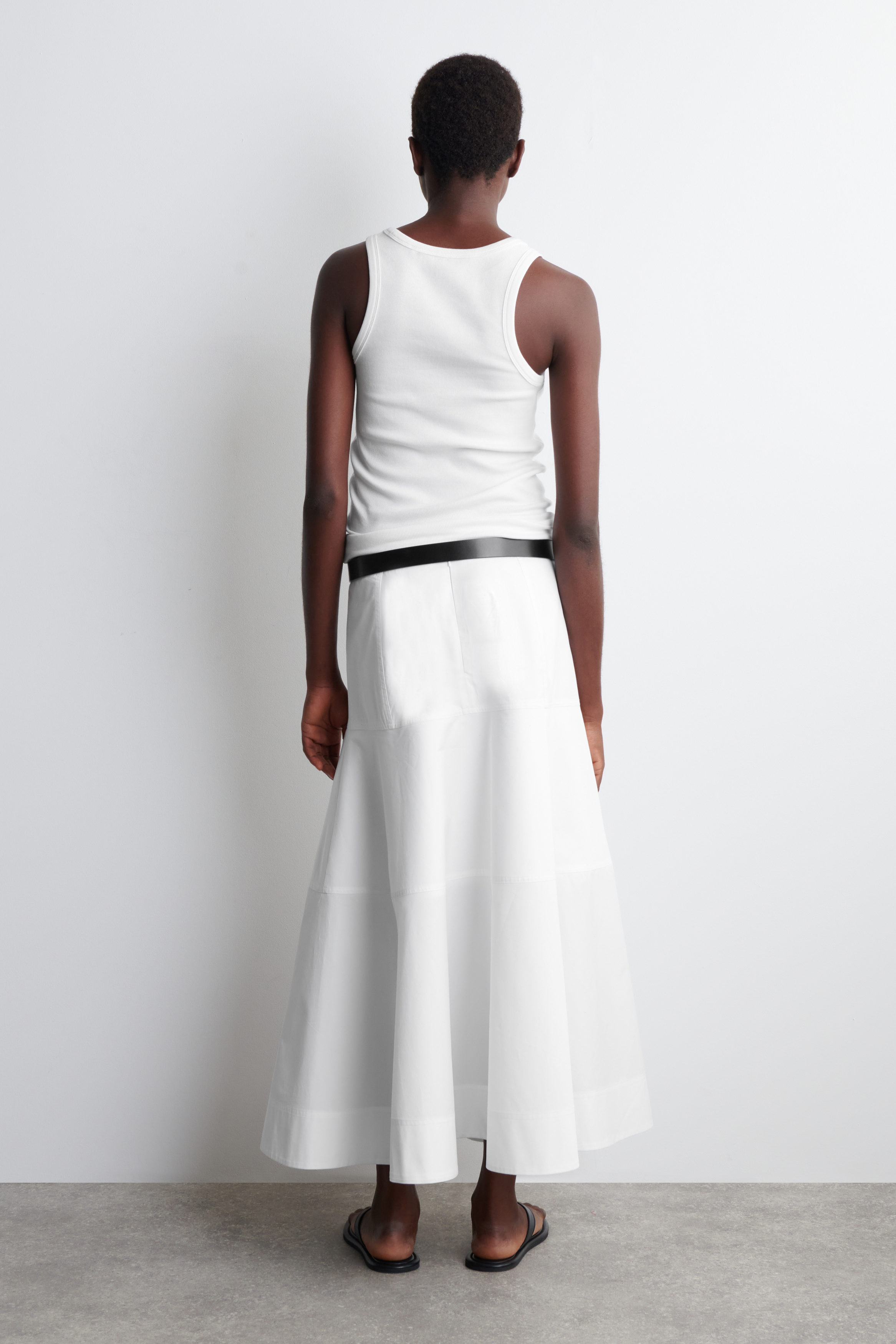 PANELLED COTTON MIDI SKIRT - WHITE | COS