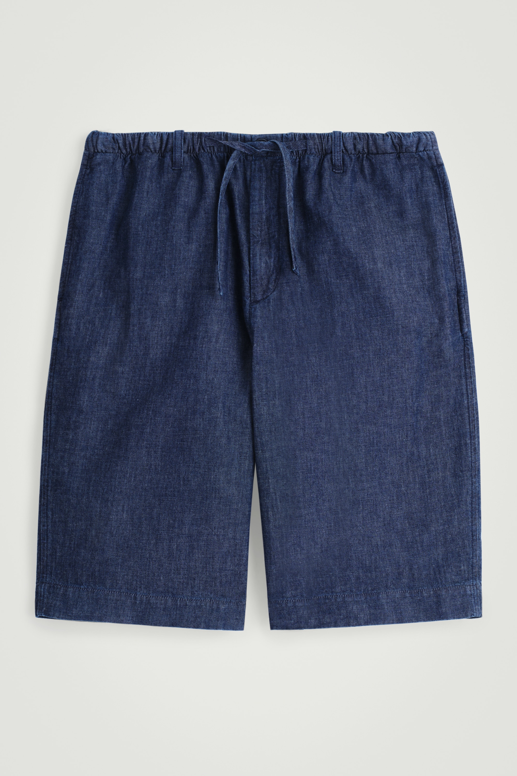 DRAWSTRING DENIM SHORTS - GREY BLUE