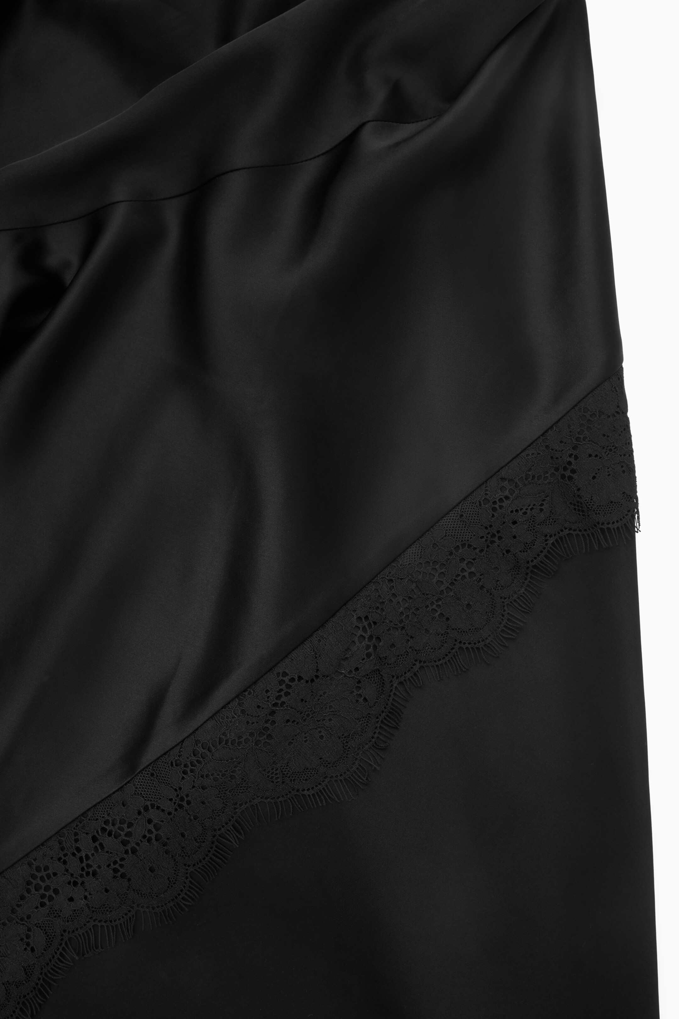 View larger image: ASYMMETRIC LACE-TRIMMED SATIN DRESS - BLACK - Ladies | H&M GB 2