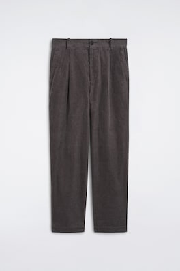CORDUROY RELAXED-FIT TAPERED PANTS — DARK GRAY 8
