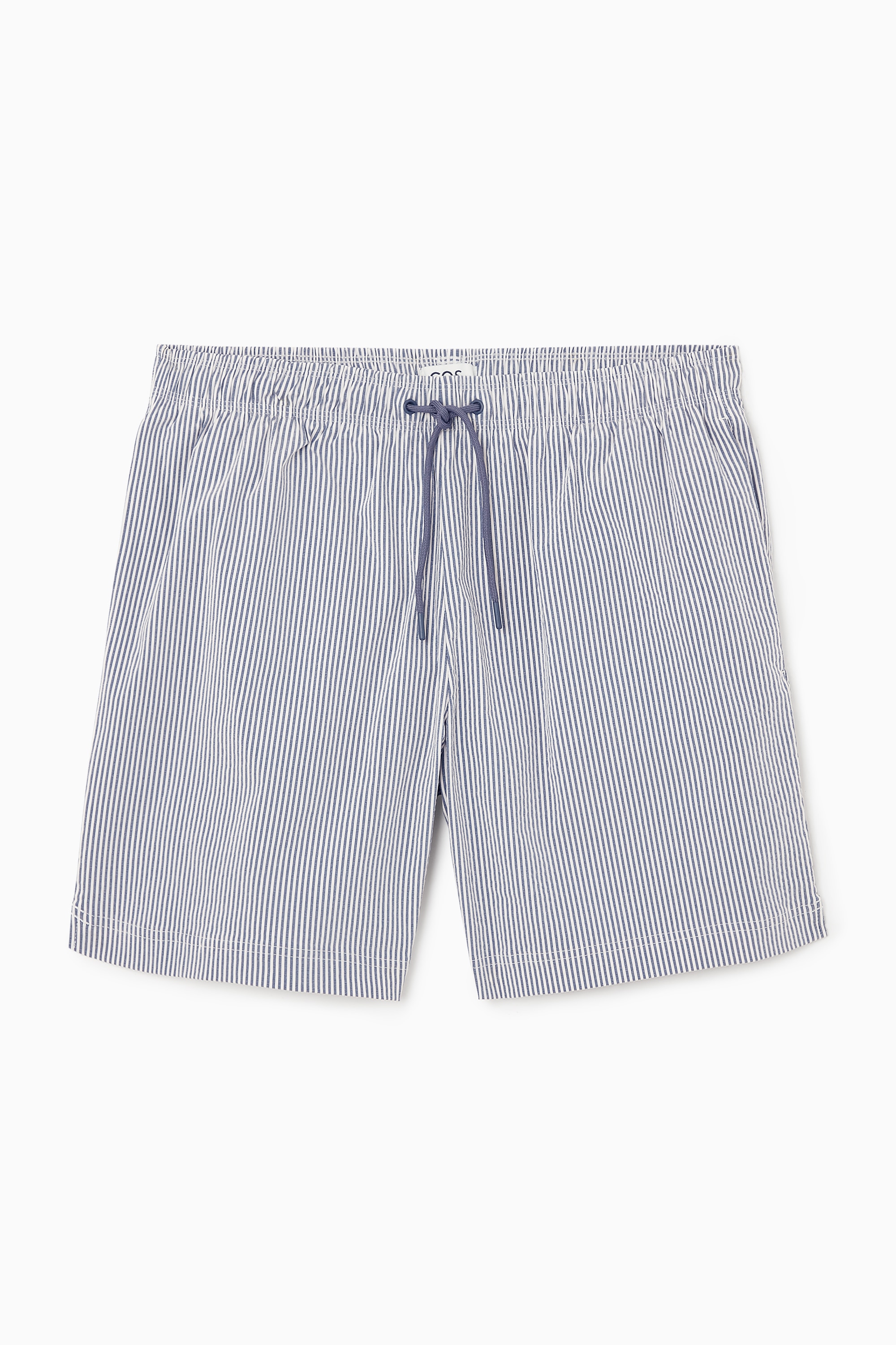 STRIPED SEERSUCKER SWIM SHORTS - BLUE / STRIPED