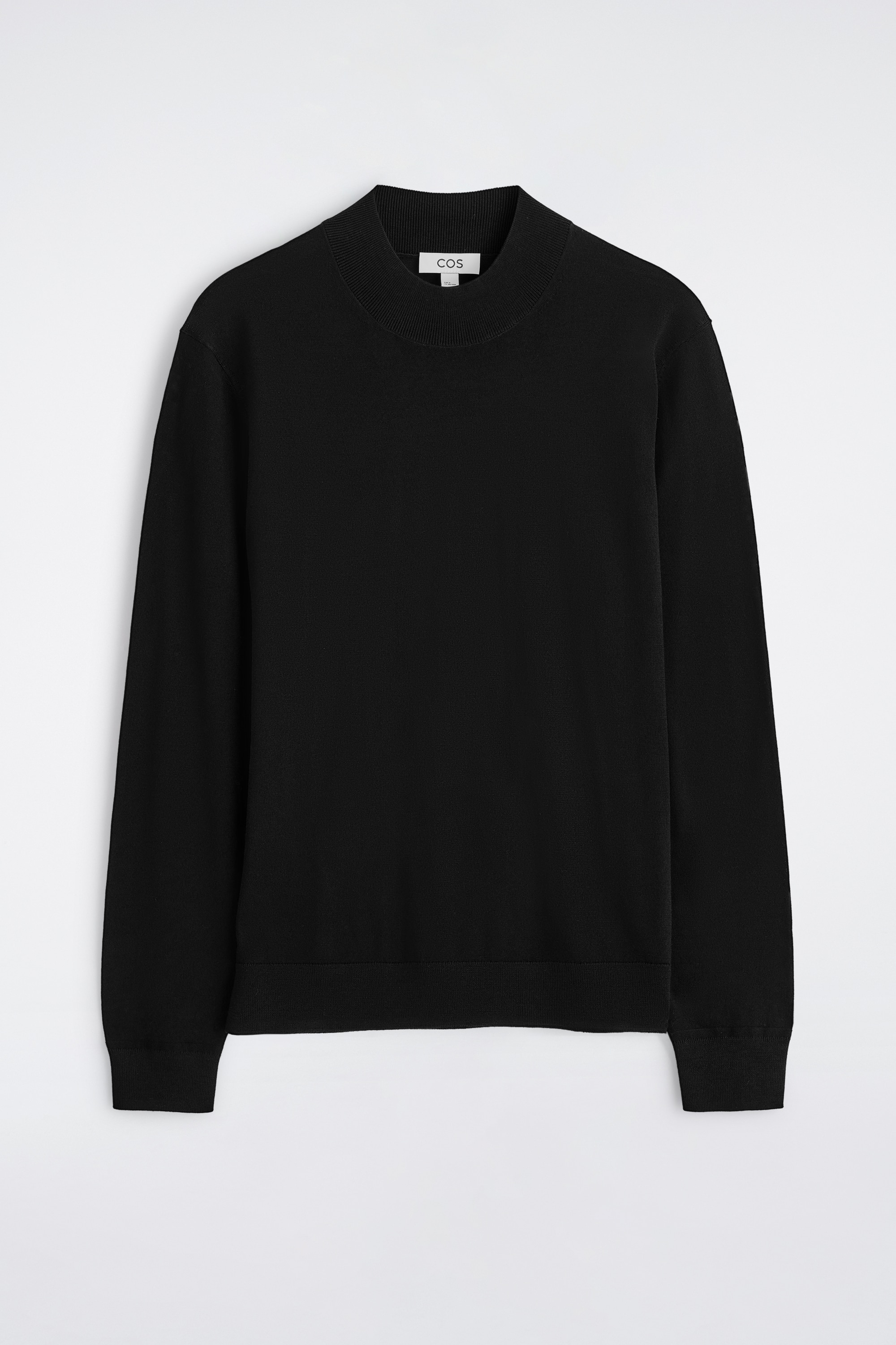 PULL SLIM À COL MONTANT EN LAINE - NOIR/SARCELLE