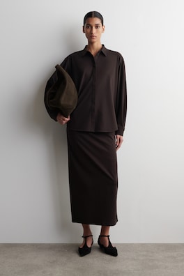 PIMA COTTON-JERSEY SHIRT — DARK BROWN 2