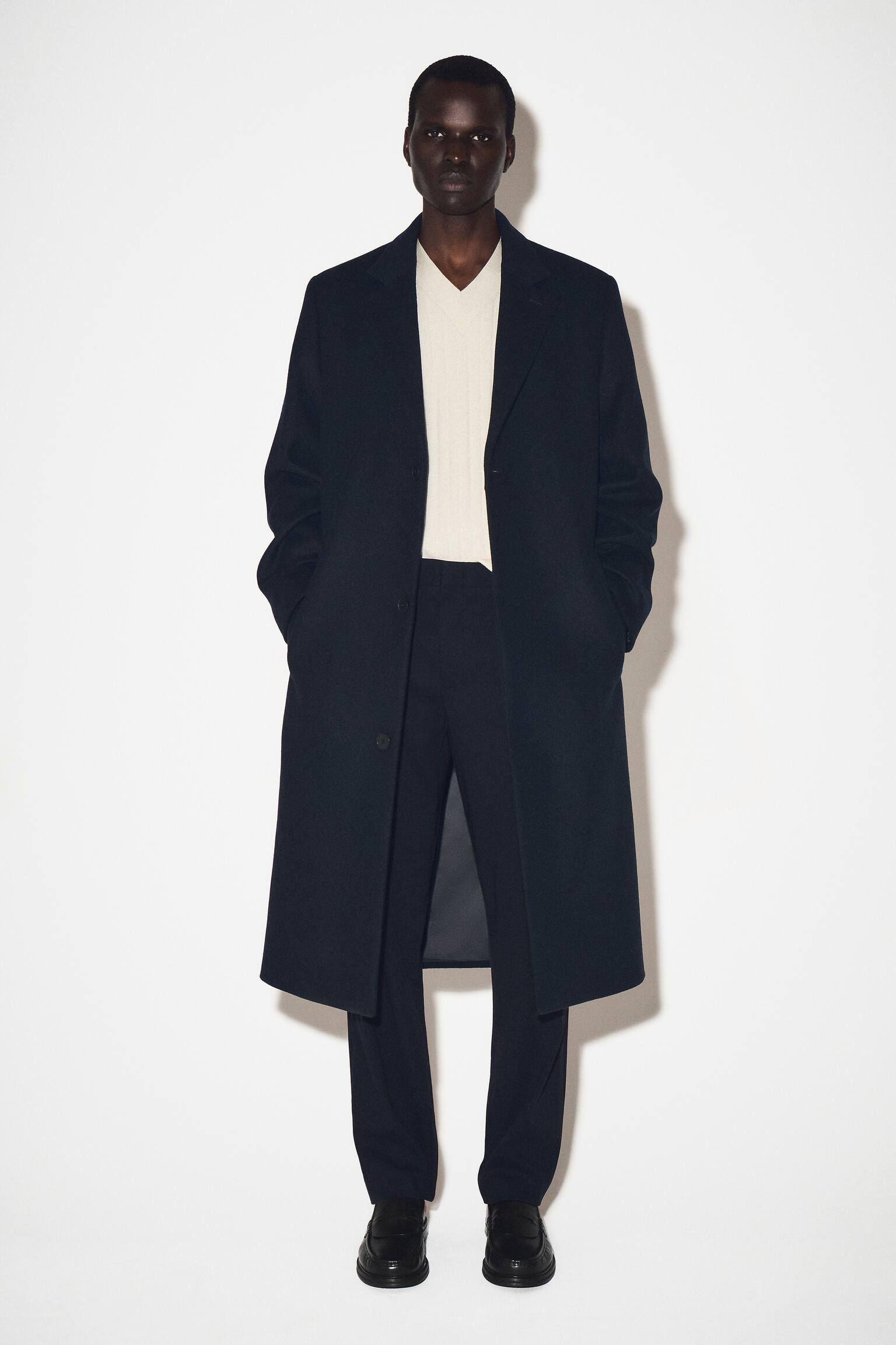 COTTON SLIM-FIT TROUSERS - AZUL MARINO/NEGRO - 3